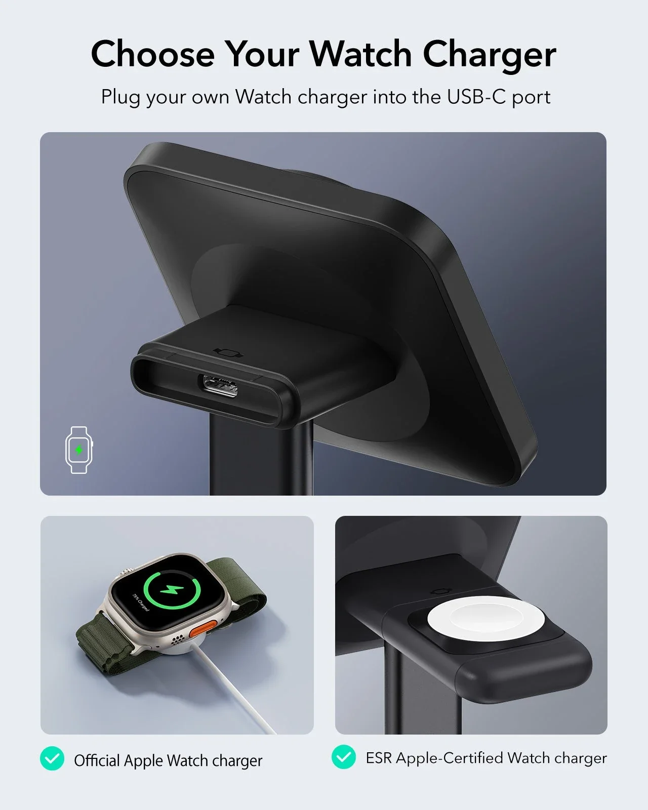 2-in-1 Watch Wireless Charging Set (HaloLock) - White - US PLUG - Image 10