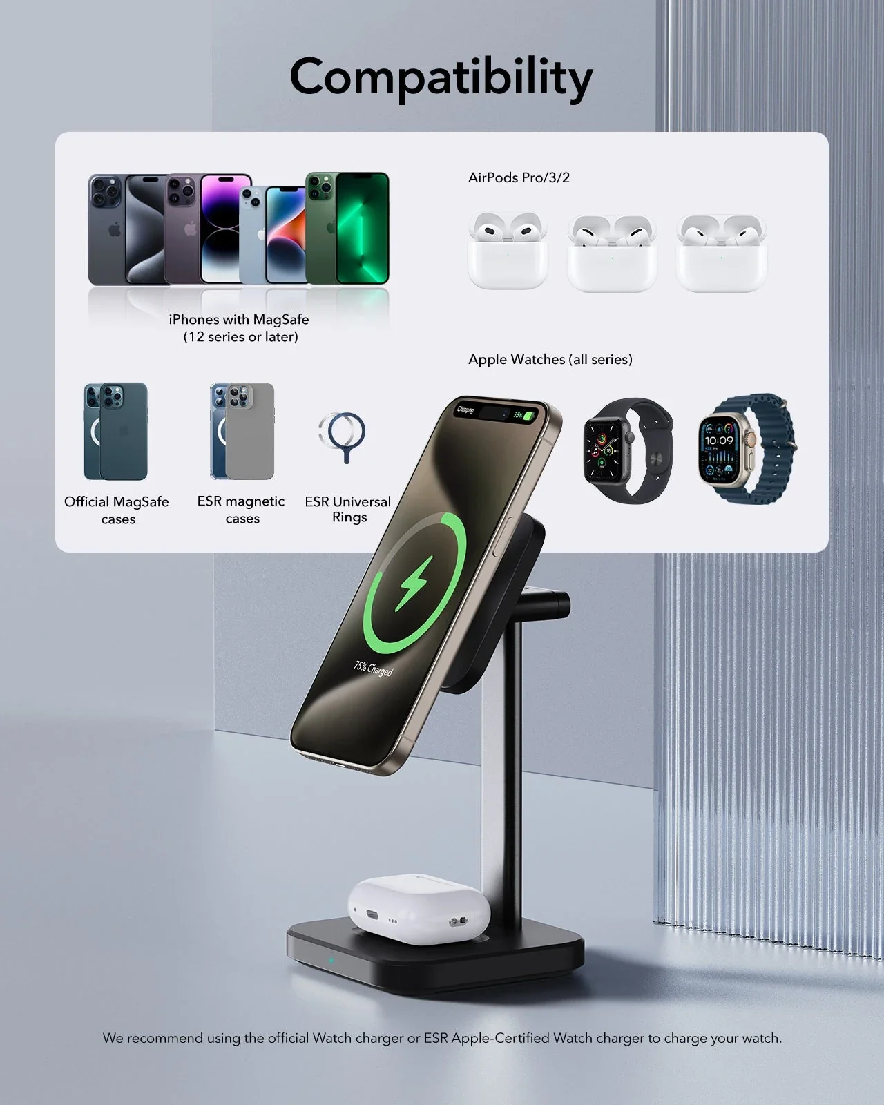 2-in-1 Watch Wireless Charging Set (HaloLock) - White - US PLUG - Image 12
