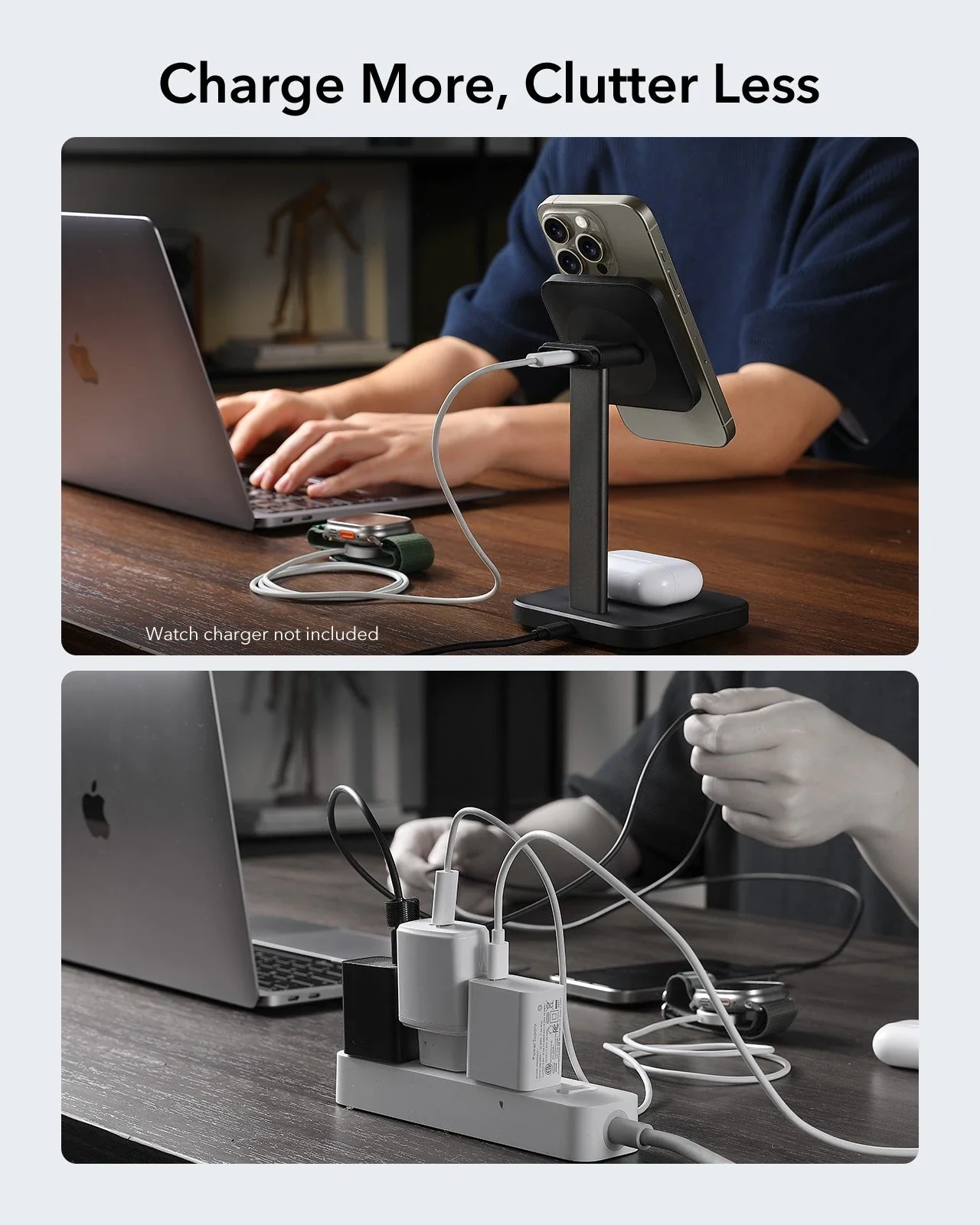 2-in-1 Watch Wireless Charging Set (HaloLock) - White - US PLUG - Image 14