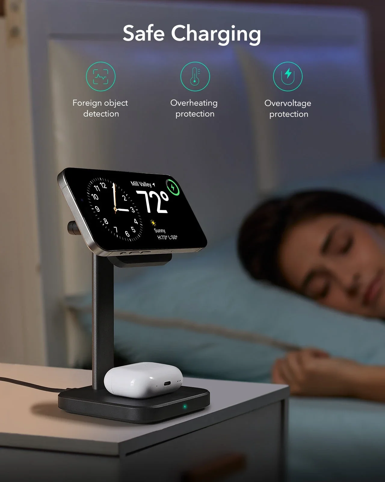 2-in-1 Watch Wireless Charging Set (HaloLock) - White - US PLUG - Image 15