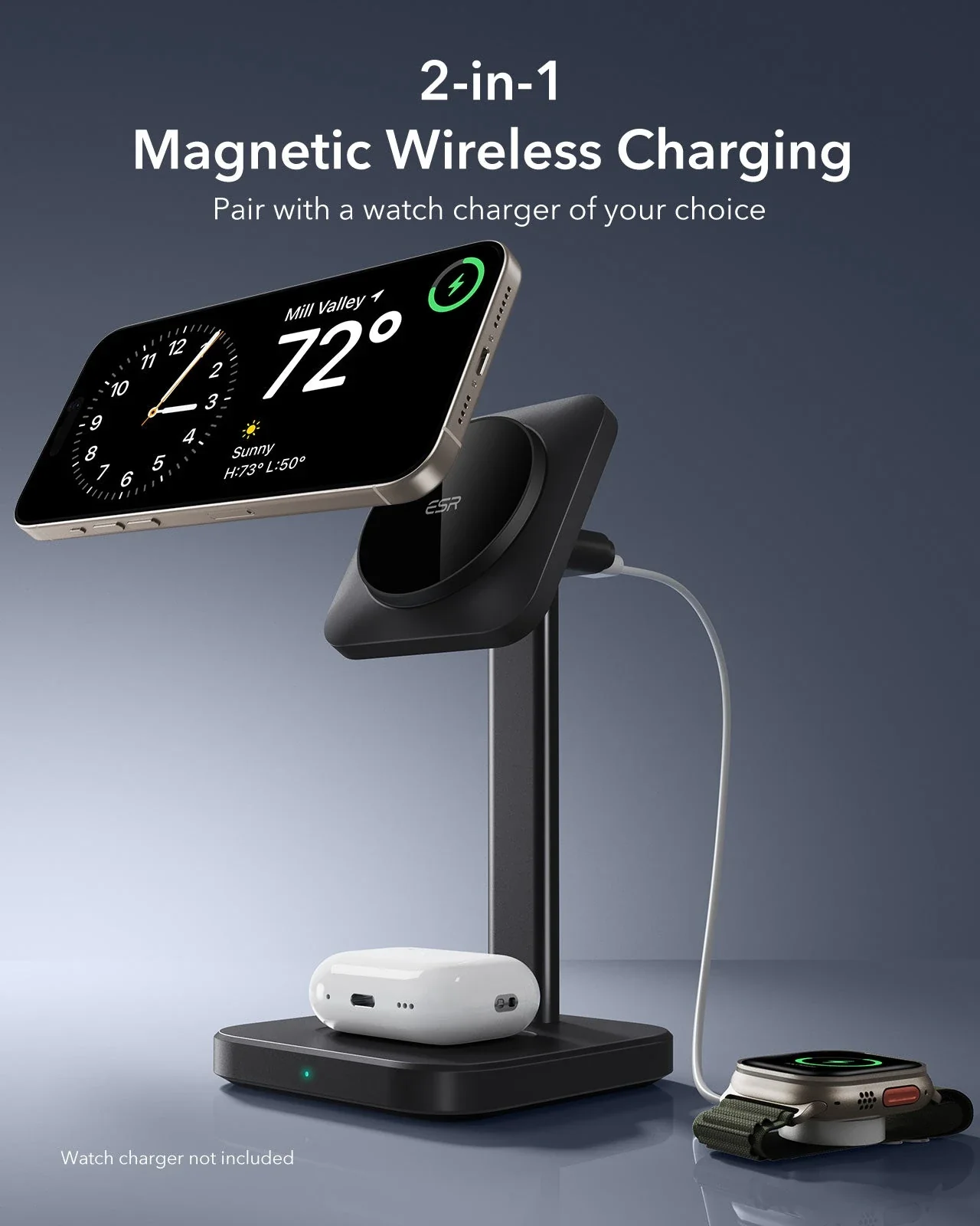 2-in-1 Watch Wireless Charging Set (HaloLock) - White - US PLUG - Image 8