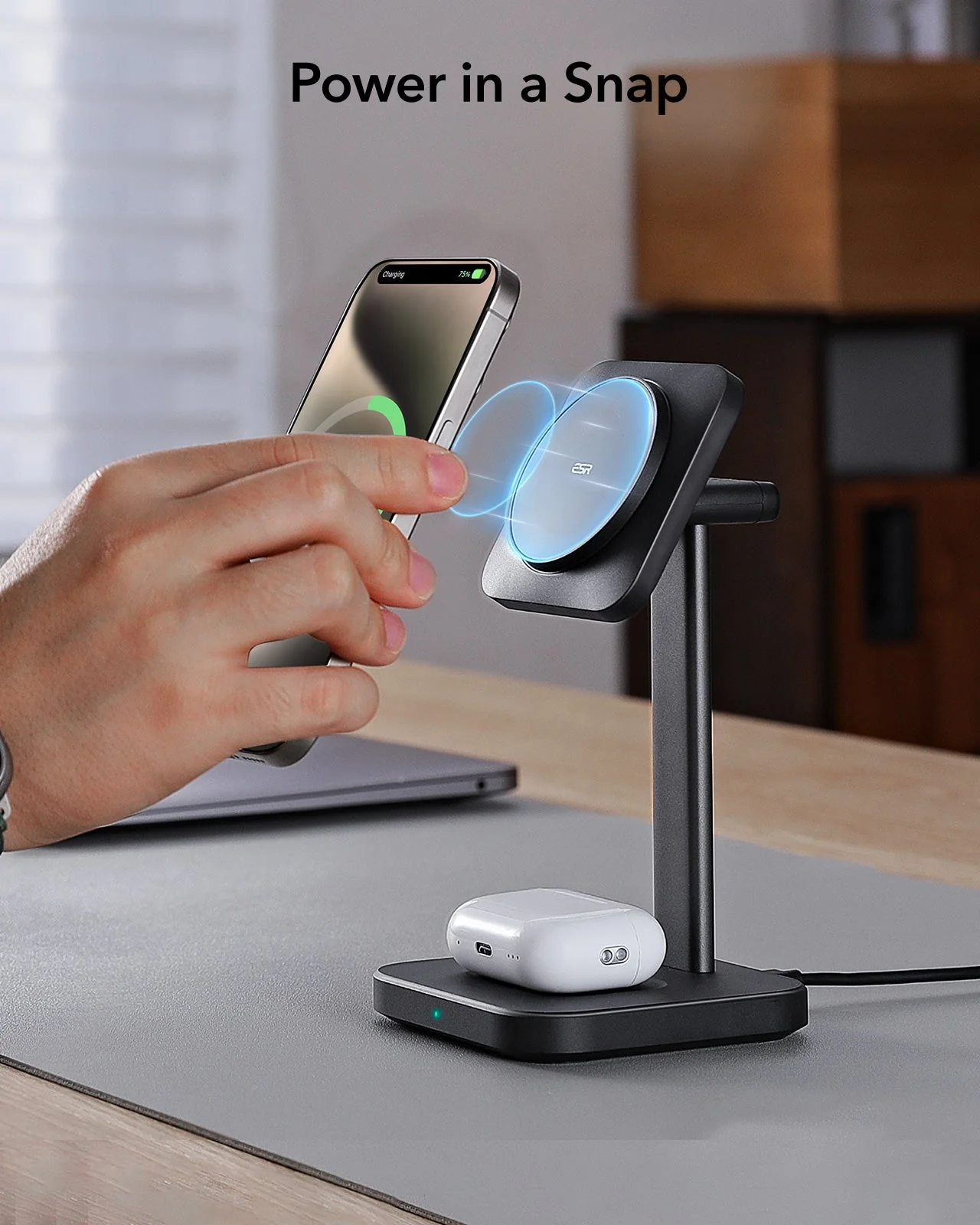 2-in-1 Watch Wireless Charging Set (HaloLock) - White - US PLUG - Image 9