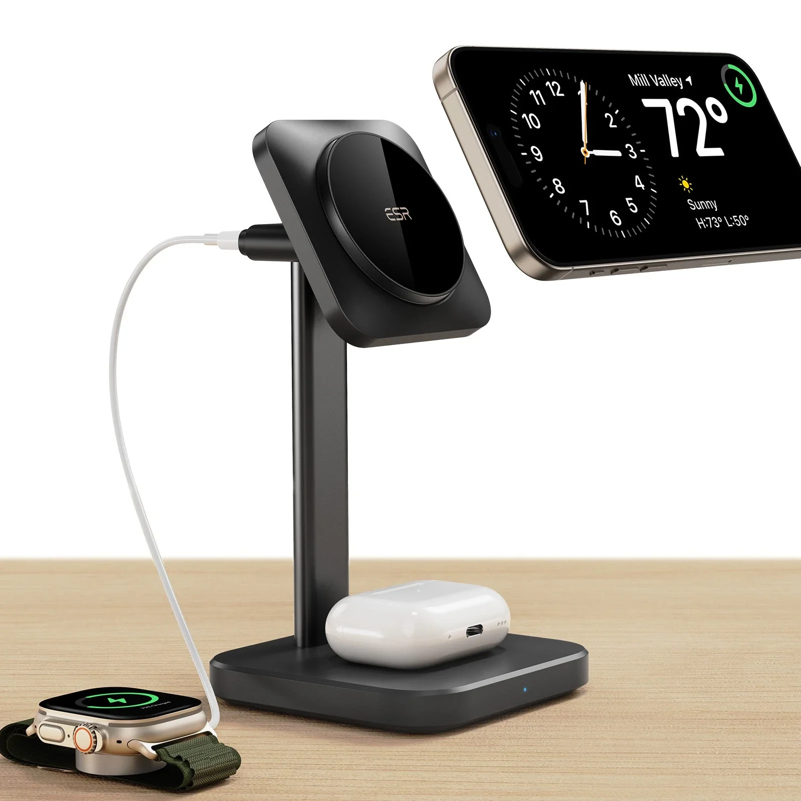 2-in-1 Watch Wireless Charging Set (HaloLock) - White - AU PLUG - Image 2