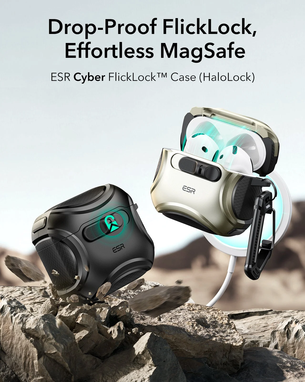 AirPods 4 Cyber FlickLock Case (HaloLock) - Silver - Image 3