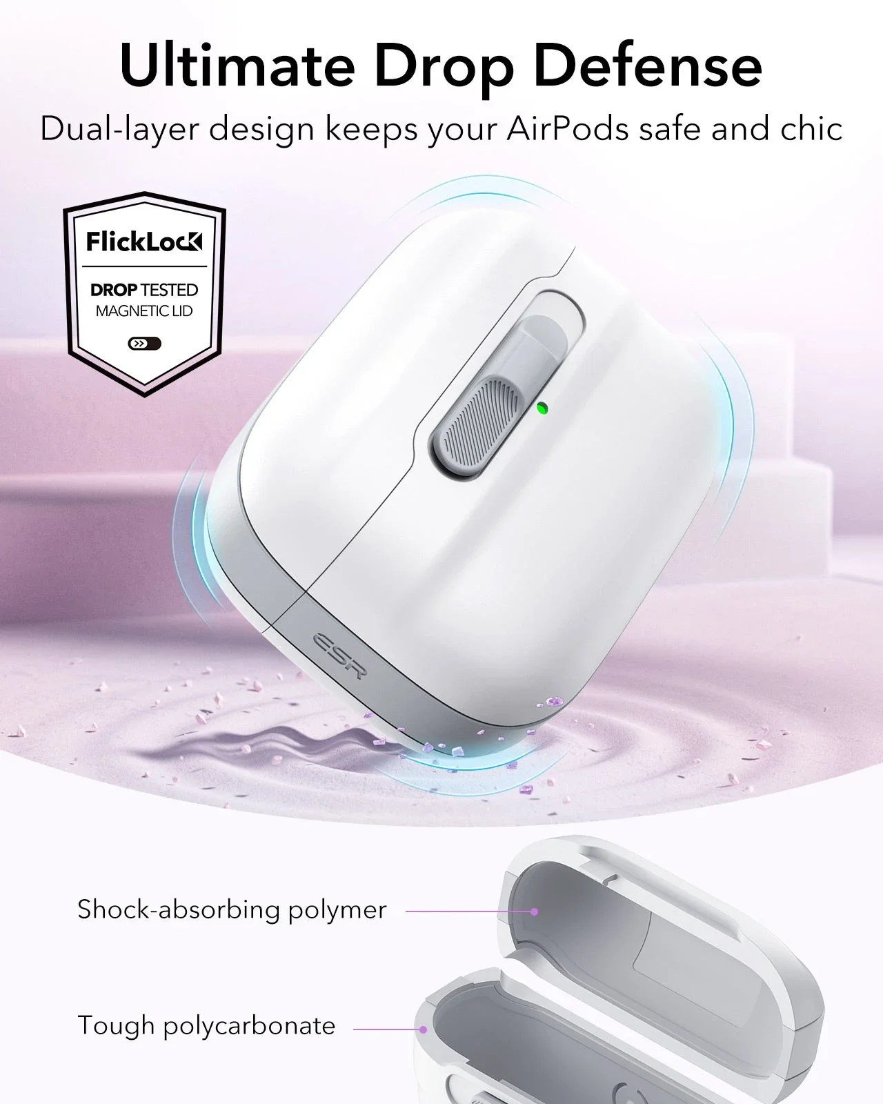 AirPods Pro (2023/2022/2019) Pulse FlickLock Case (HaloLock) - White - Image 7