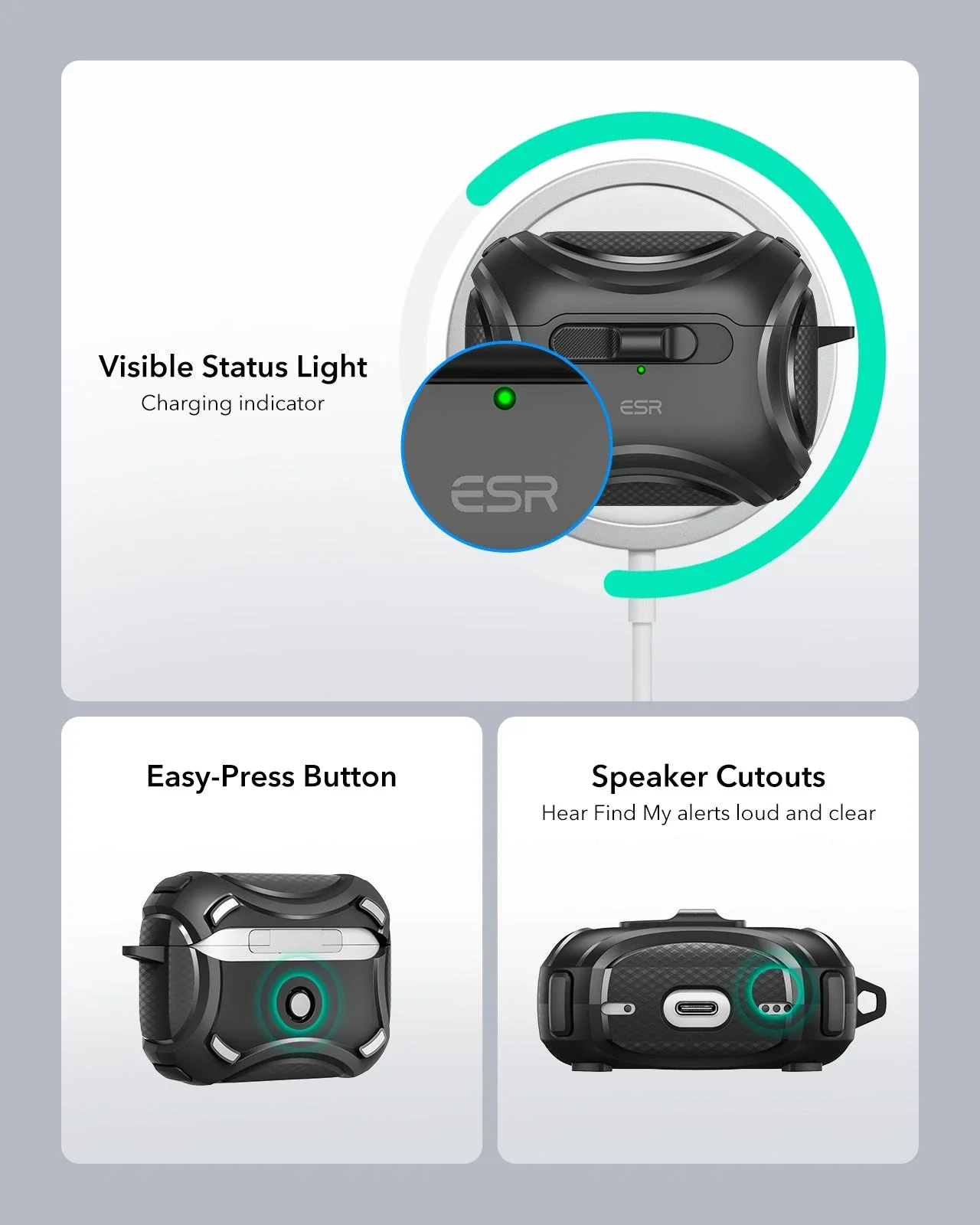 AirPods Pro (2023/2022/2019) Cyber FlickLock Case (HaloLock) - Midnight Black - Image 8