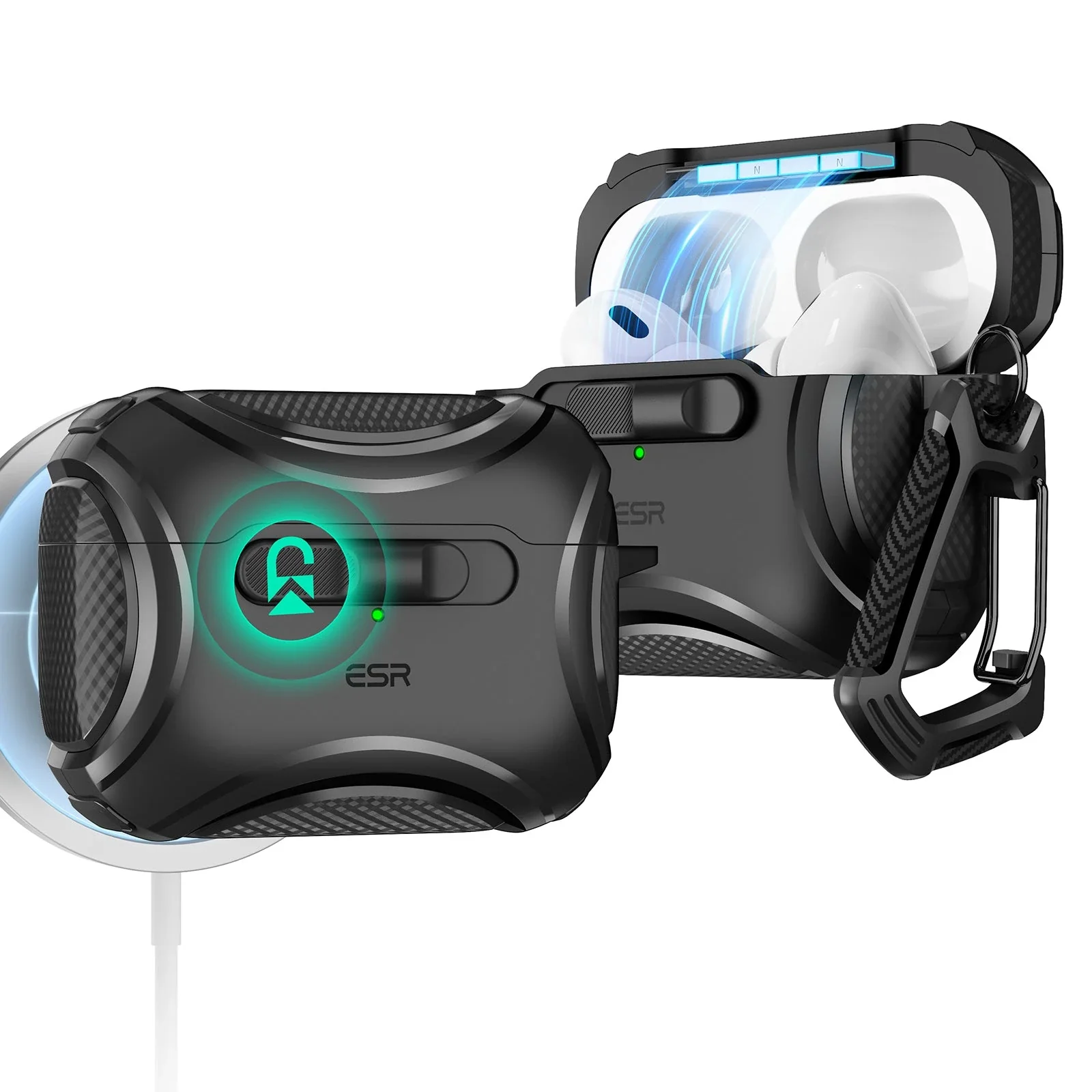 AirPods Pro (2023/2022/2019) Cyber FlickLock Case (HaloLock) - Dark Green - Image 10