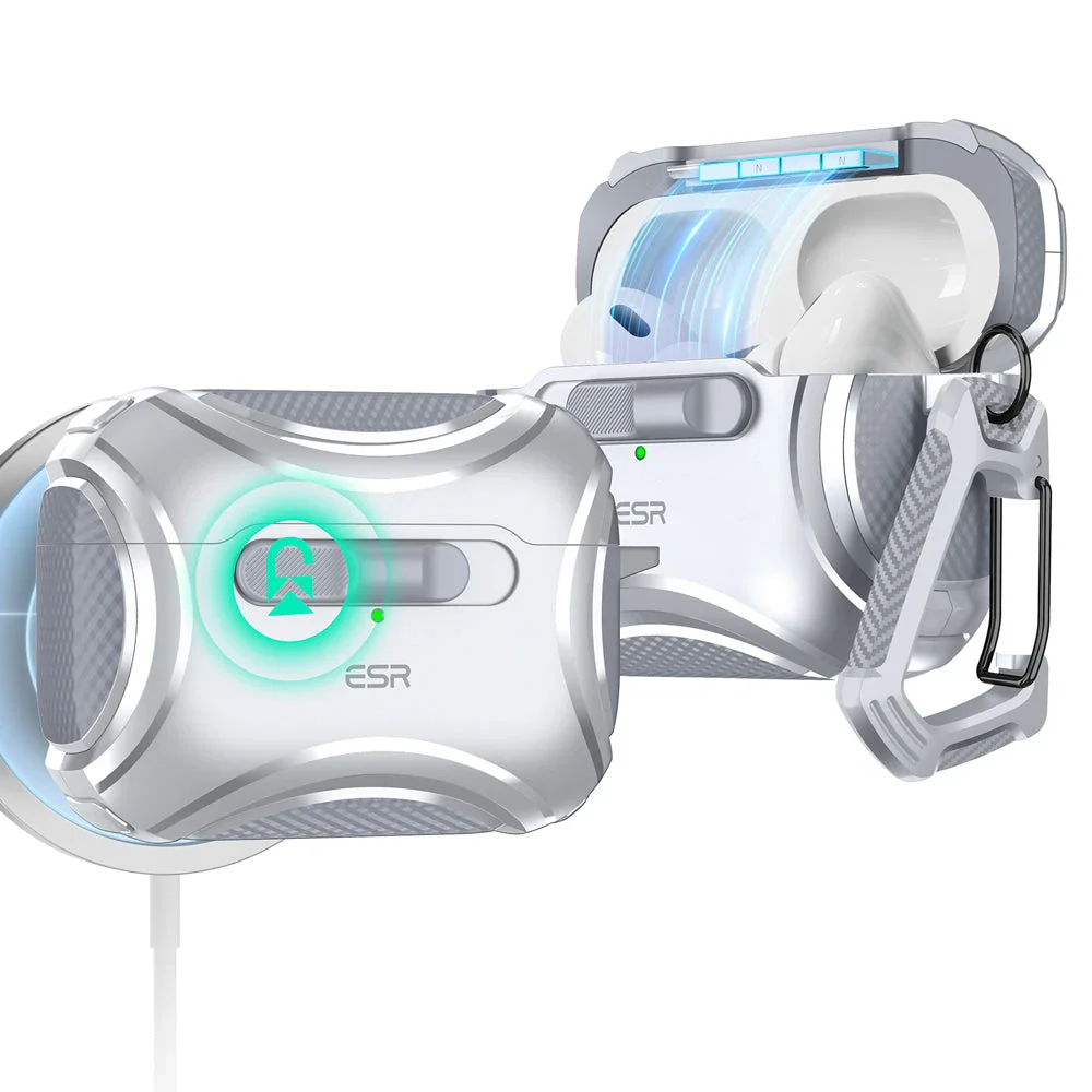 AirPods Pro (2023/2022/2019) Cyber FlickLock Case (HaloLock) - Silver - Image 12