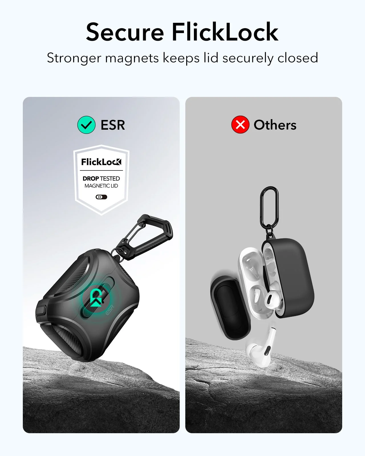 AirPods Pro (2023/2022/2019) Cyber FlickLock Case (HaloLock) - Silver - Image 3