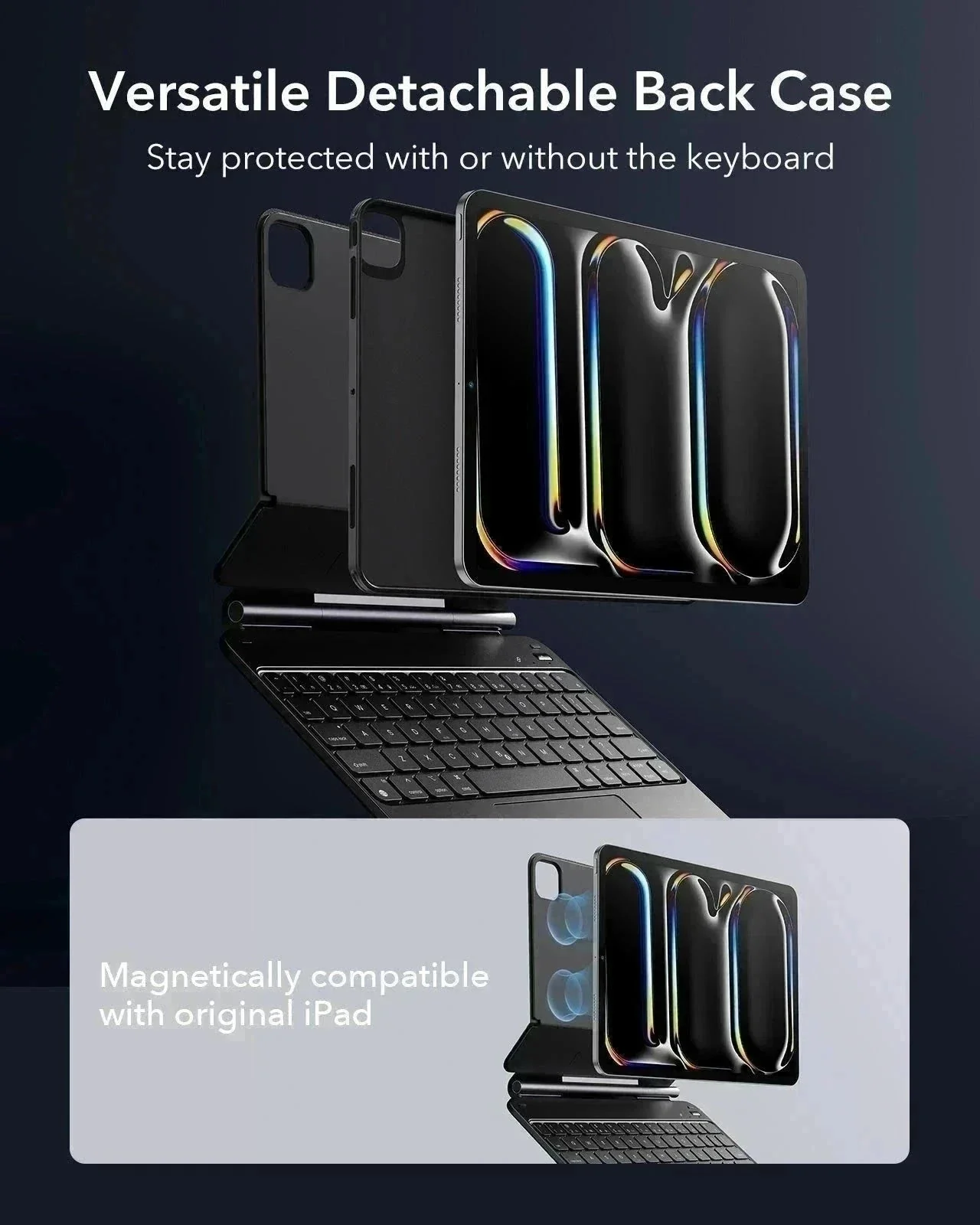 iPad Pro 13″ (2025) Set: Rebound 360 Magnet-Tastaturhülle, Digitaler Stift & Displayschutzfolien - DE Layout-Schwarz - Image 7