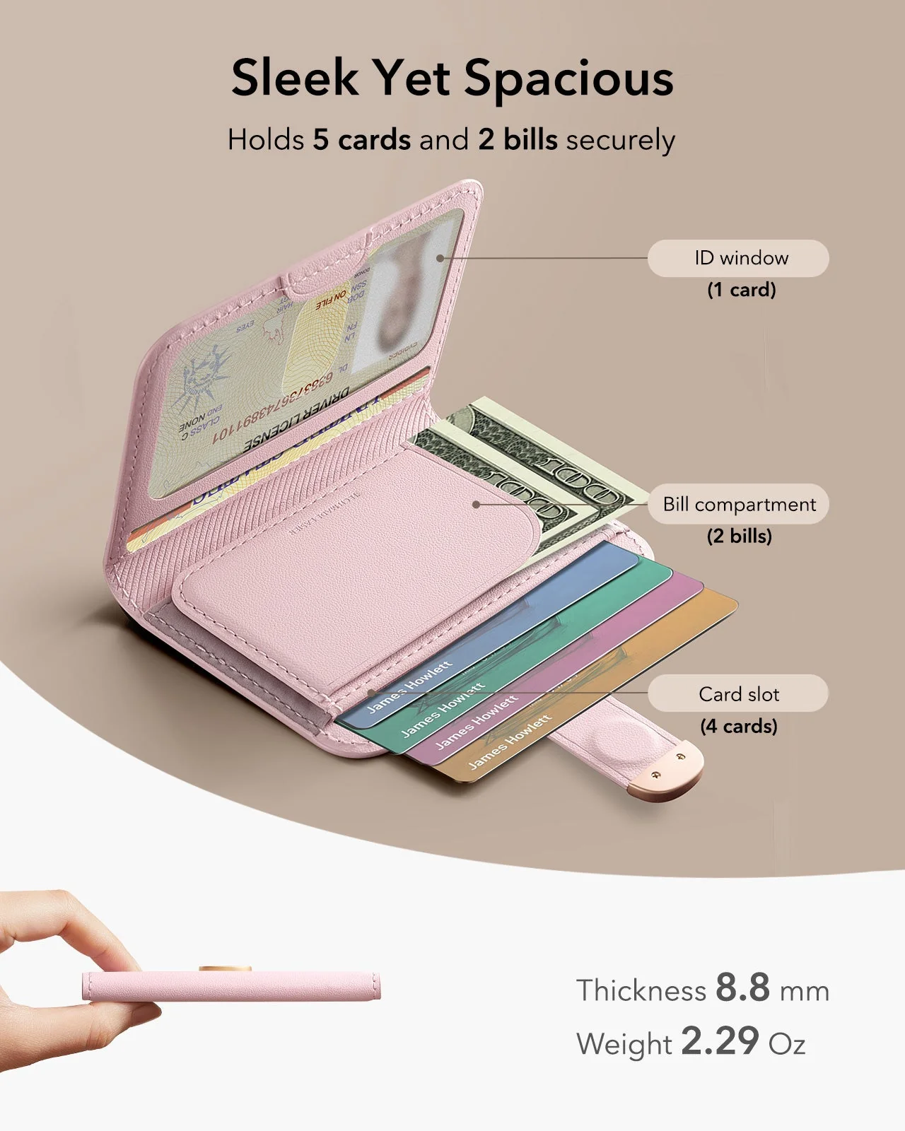 Aura Clutch Magnetic Wallet - Pink - Image 6