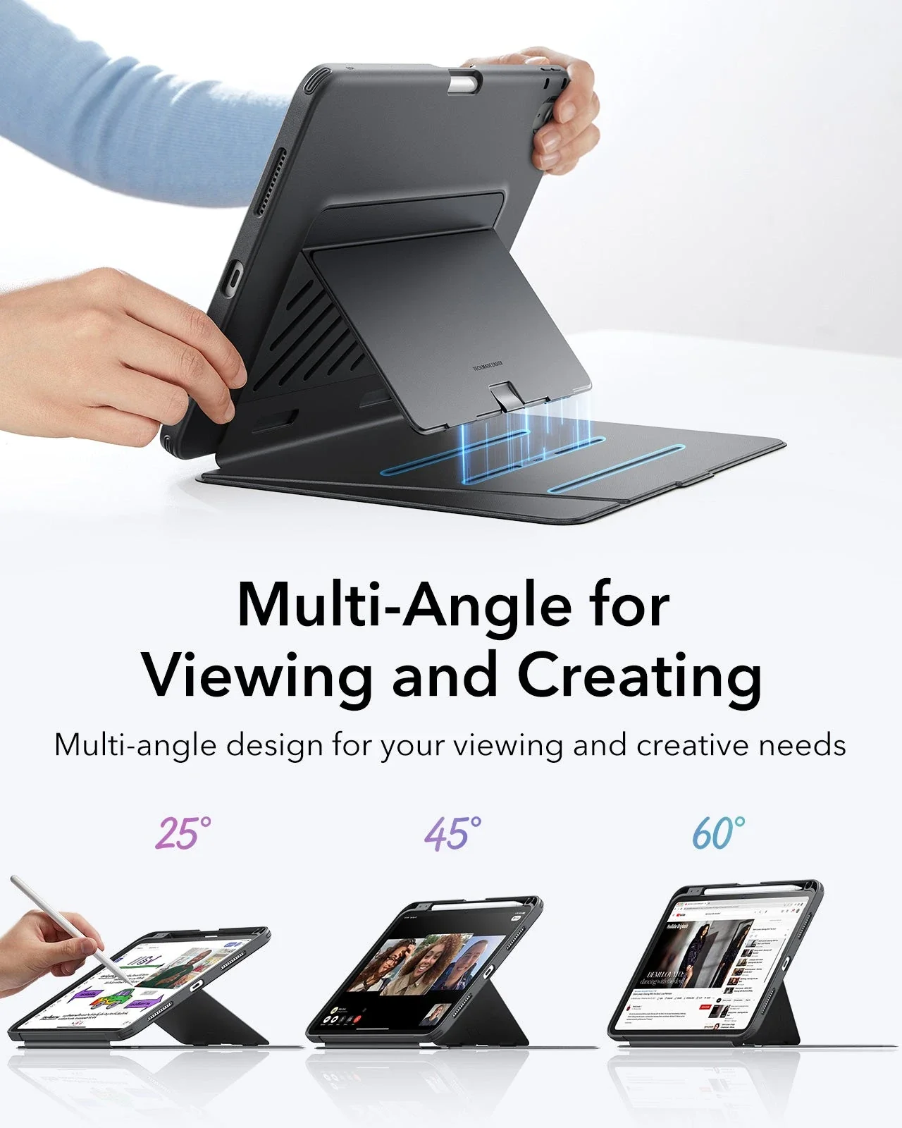 iPad 11" (A18) 2026 Flip Magnetic Case with Pencil Holder - Black - Image 4