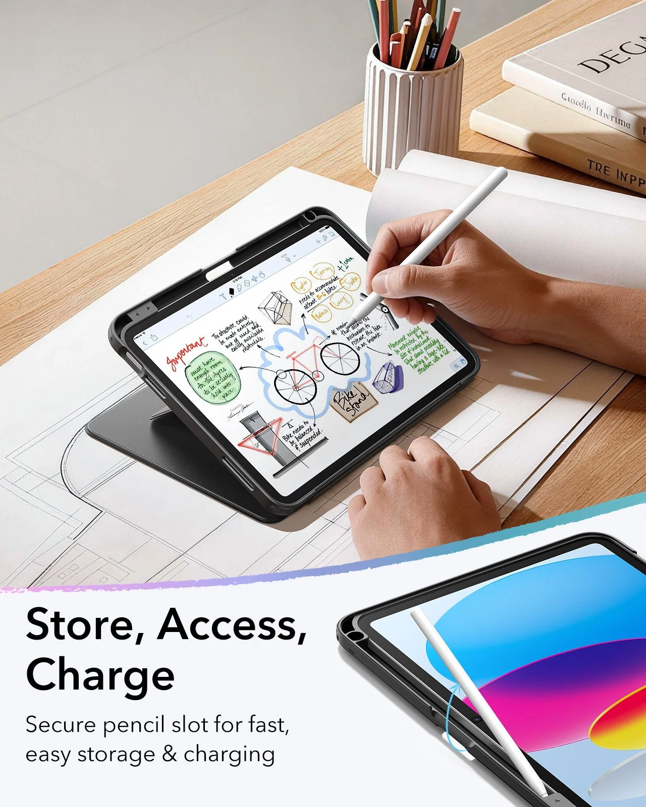 iPad 11" (A18) 2026 Flip Magnetic Case with Pencil Holder - Black - Image 7