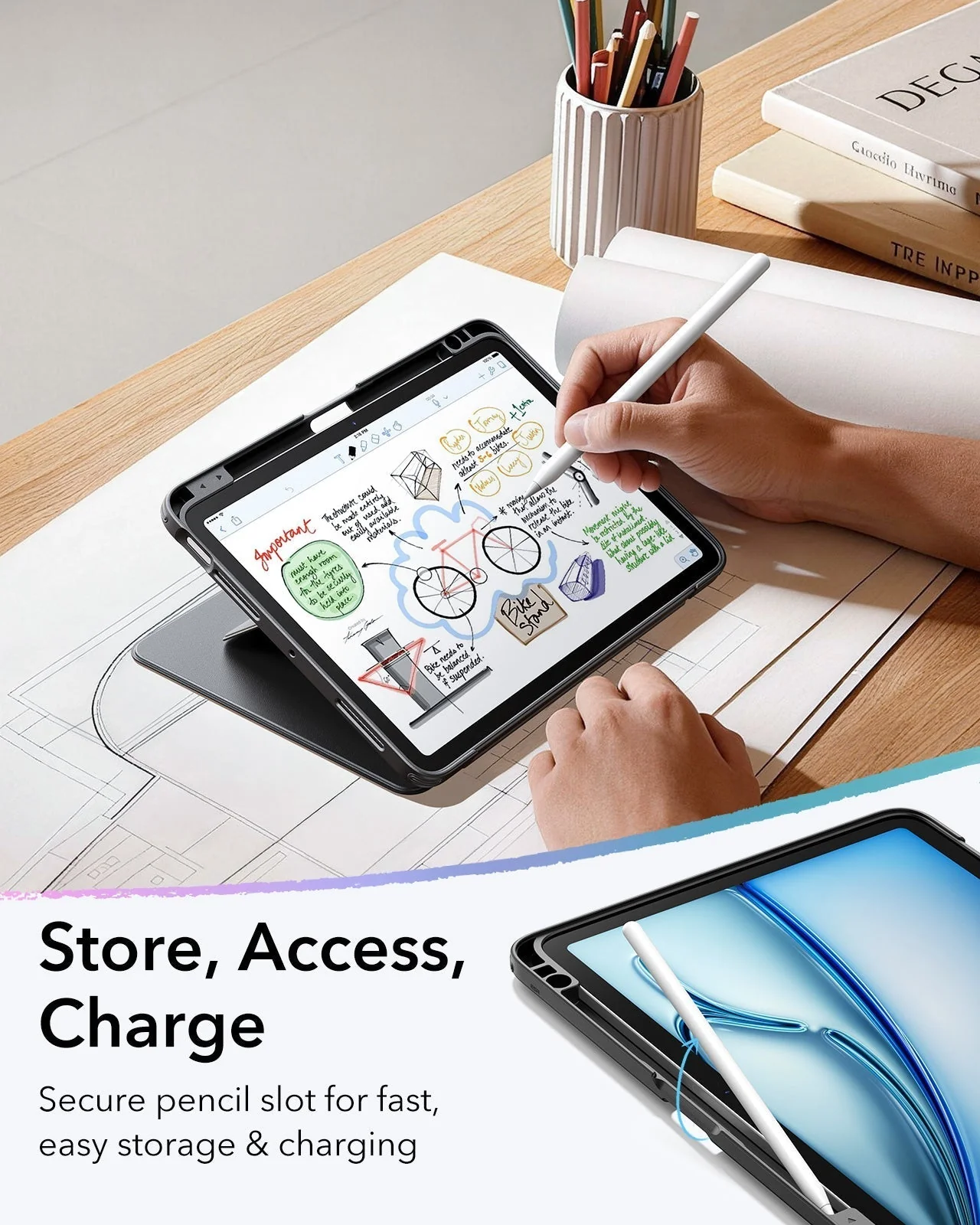 iPad Air 11" (M4) 2026 Bundle Flip Magnetic Case with Pencil Holder, Paper-Feel Magnetic & Armorite® Protection - Black - Image 7