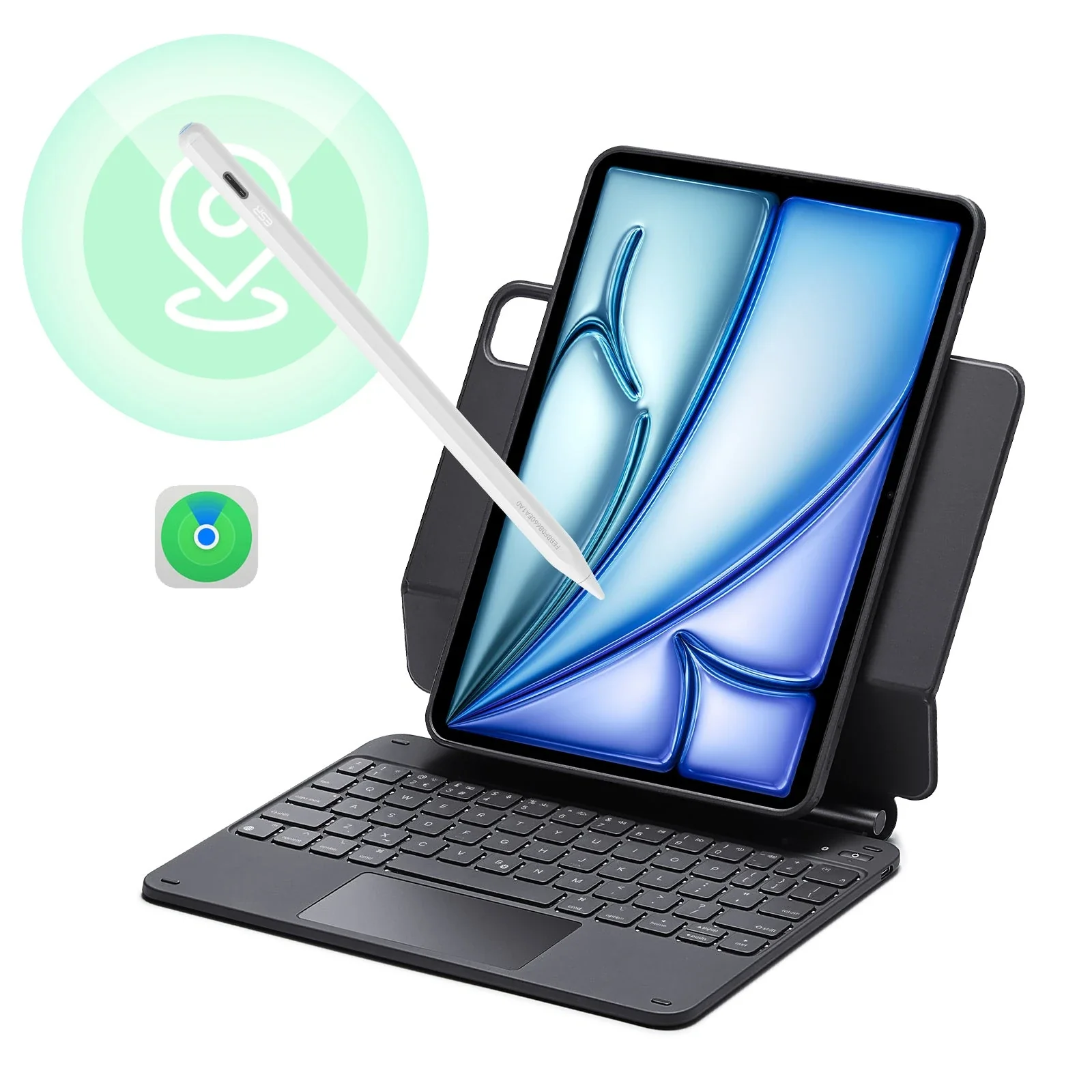 iPad Air 11" (M4) 2026 Bundle Rebound Magnetic Keyboard Case 360 & Digital Pencil-US Layout-Black
