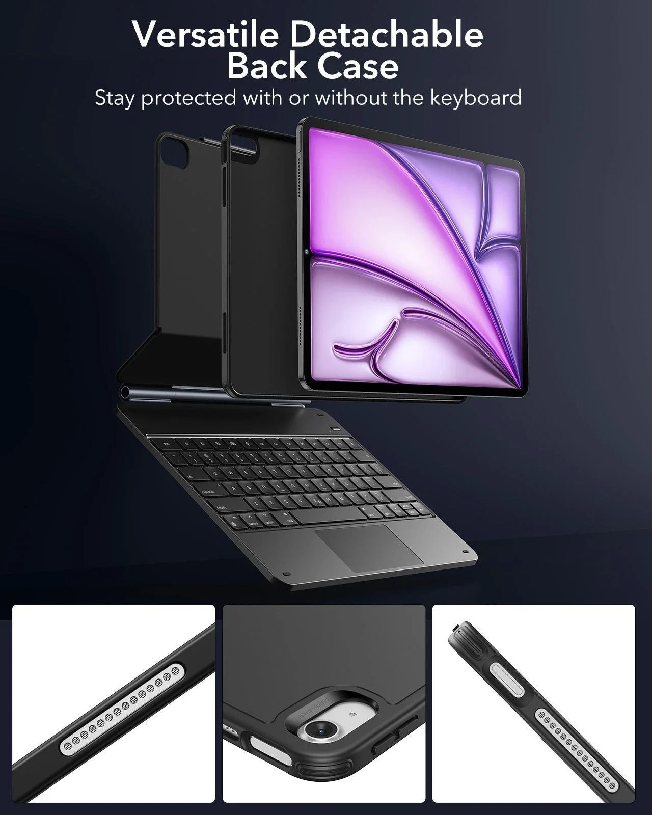 iPad Air 13" (M4) 2026 Bundle Rebound Magnetic Keyboard Case 360, Armorite & Paper-Feel Screen Protectors - US Layout-Black - Image 6