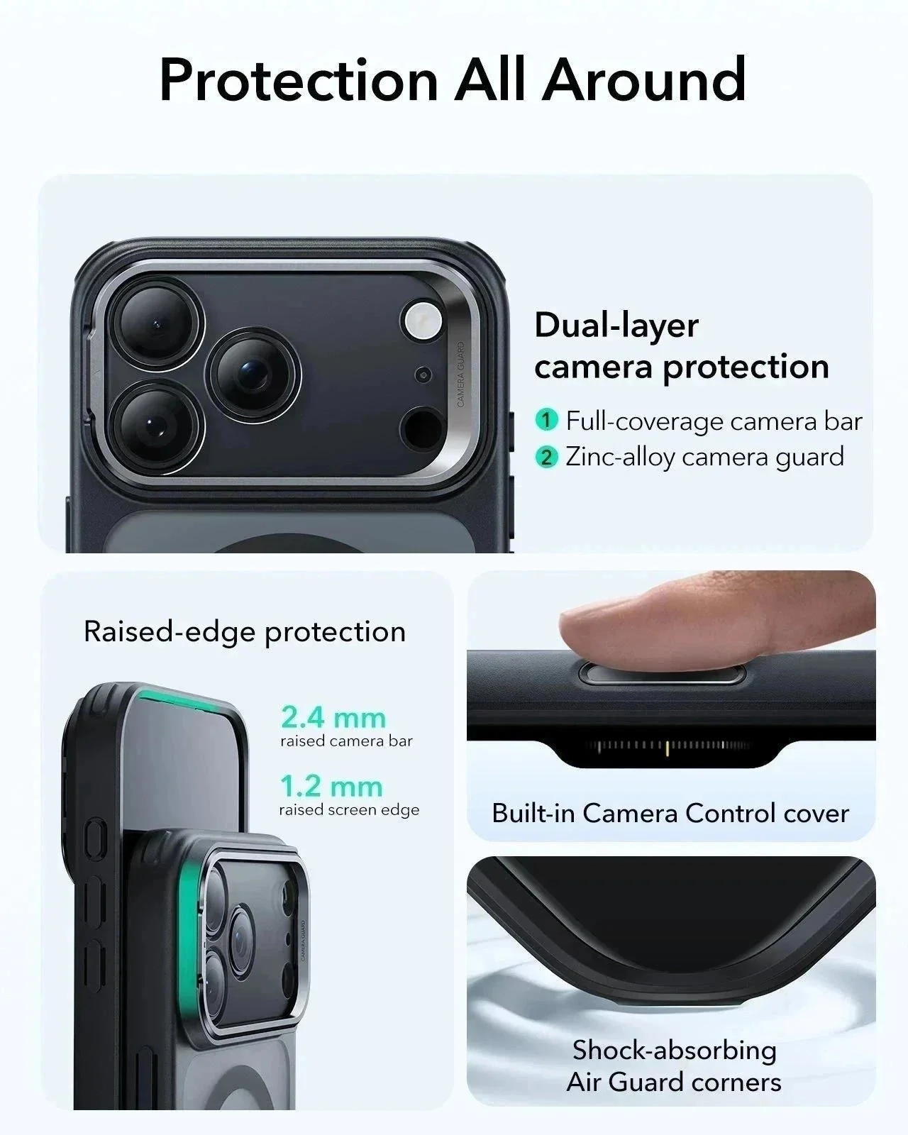 iPhone 17 Pro Max Bundle Classic Hybrid Magnetic Case (Camera Control, Stash Stand) and Armorite Privacy Screen Protector - Frosted Black - Image 4