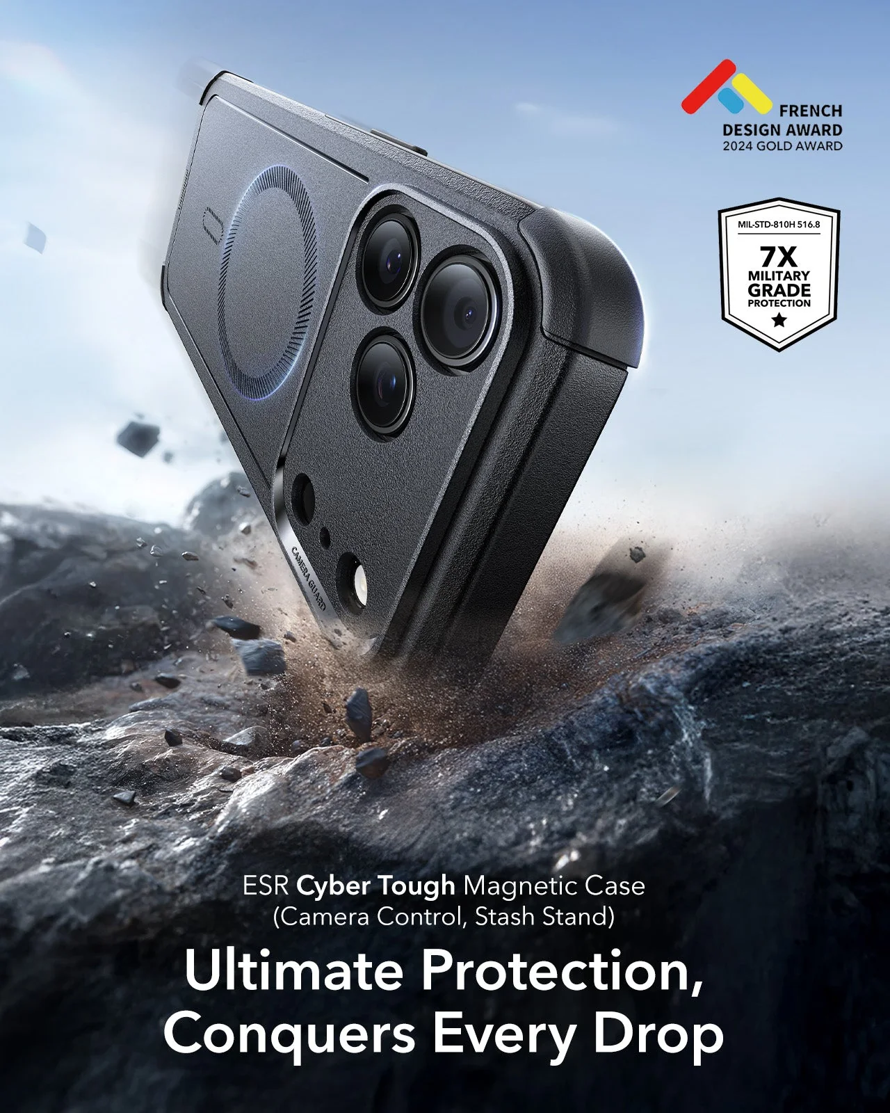 iPhone 17 Pro Max Cyber Tough Magnetic Case (Camera Control) - Black - Image 2