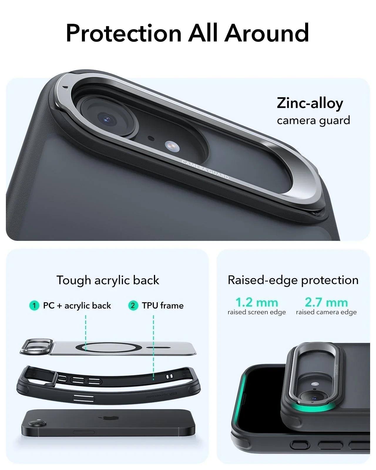 iPhone 17e Classic Hybrid Magnetic Case (Stash Stand) - Frosted Black - Image 3
