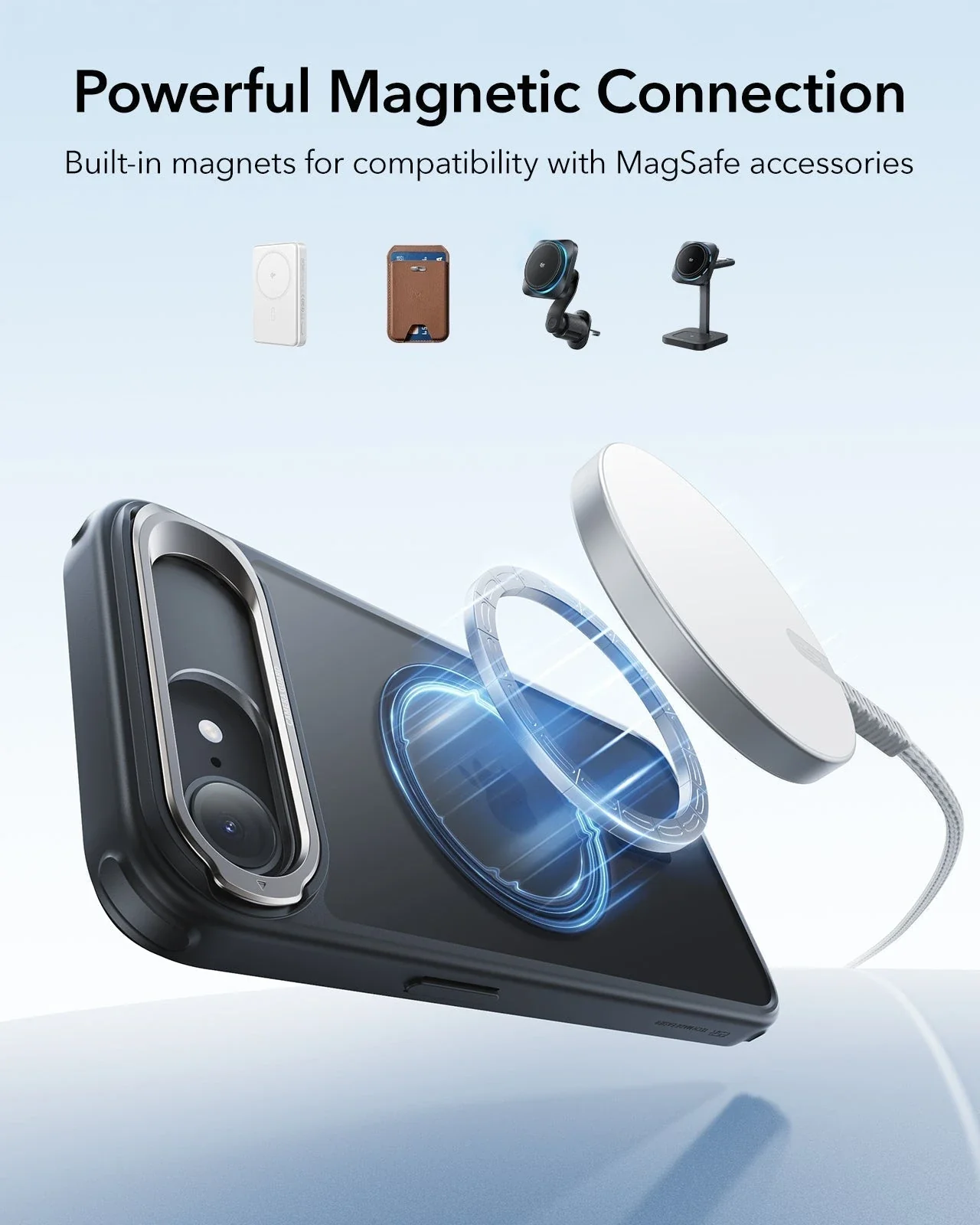 iPhone 17e Classic Hybrid Magnetic Case (Stash Stand) - Frosted Black - Image 6