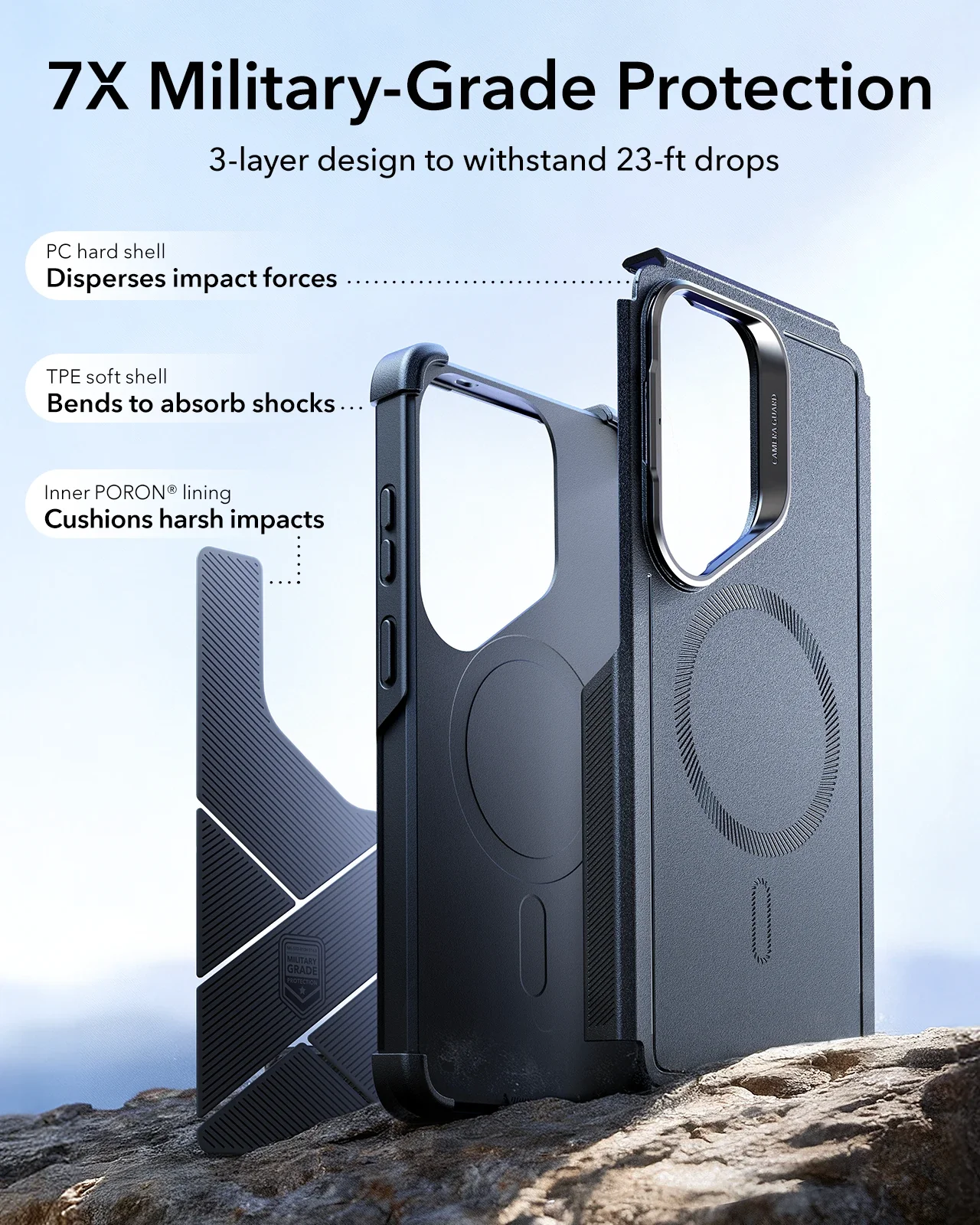 Galaxy S26 Cyber Tough Magnetic Case (Stash Stand) - Black - Image 5