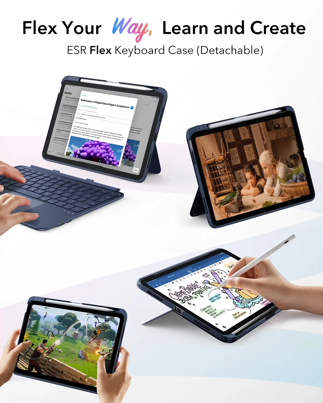 iPad 2026 Entry-level Flex Keyboard Case (Detachable) - US Layout-Blue - Image 2