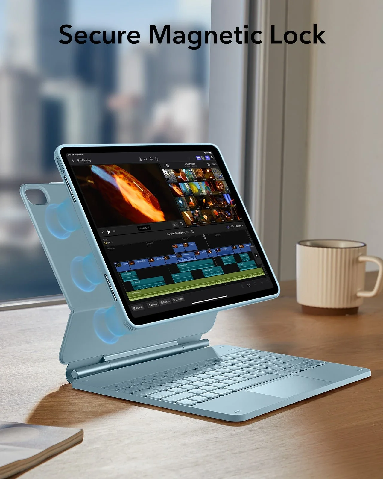 iPad Air 13" (M4) 2026 Bundle Rebound Magnetic Keyboard Case 360 & Digital Pencil-US Layout-Blue - Image 13