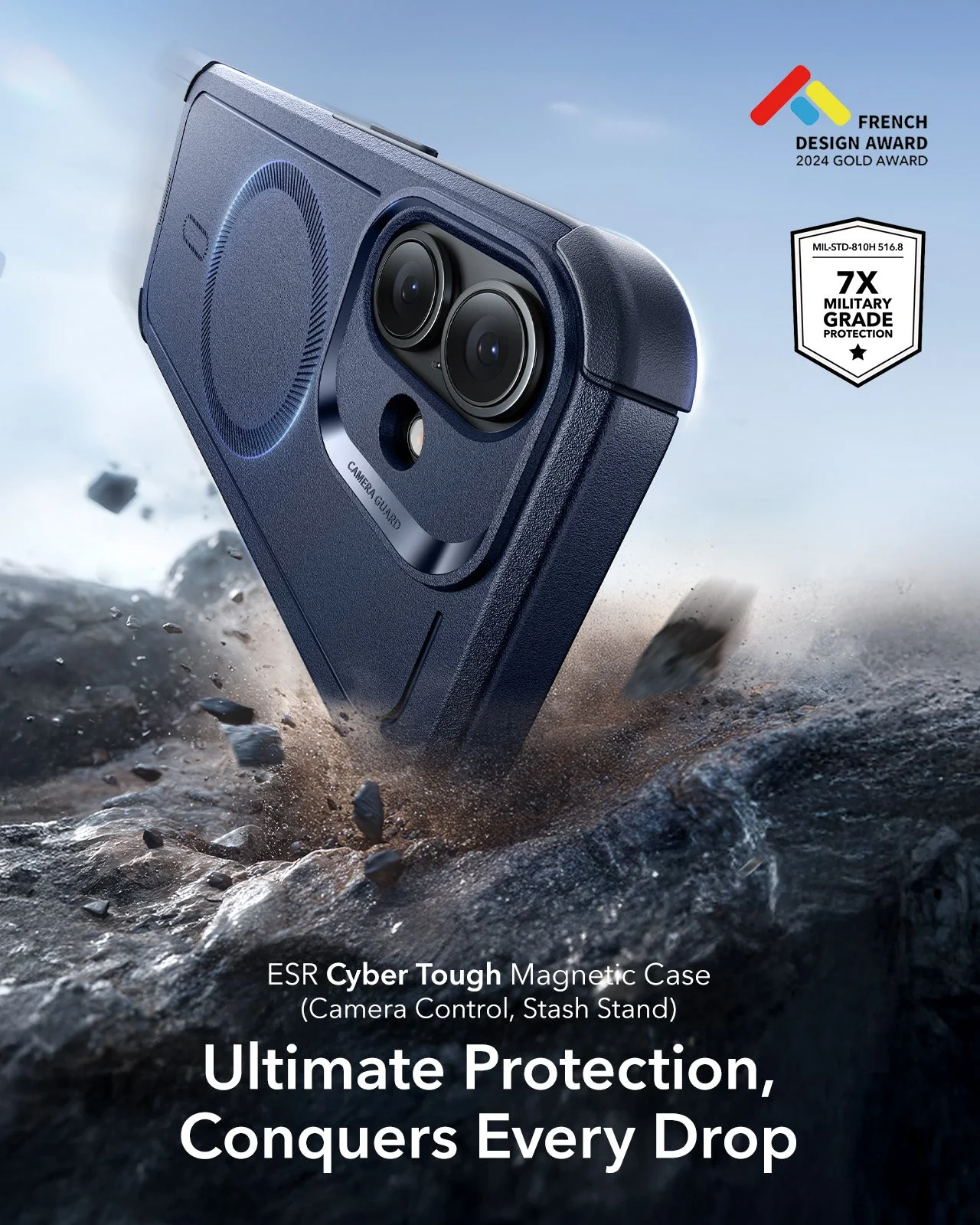 iPhone 17 Cyber Tough Magnetic Case (Camera Control) - Navy Blue - Image 2