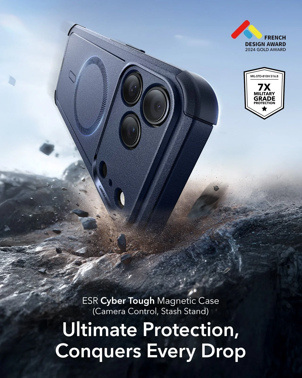iPhone 17 Pro Cyber Tough Magnetic Case (Camera Control) - Navy Blue - Image 2