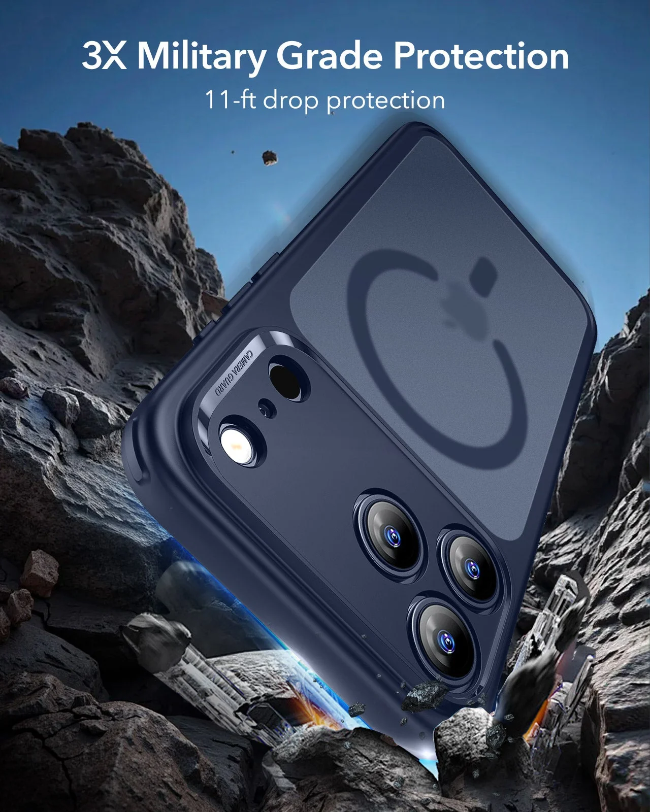 iPhone 17 Pro Max Classic Hybrid Magnetic Case (Camera Control) - Frosted Blue - Image 4
