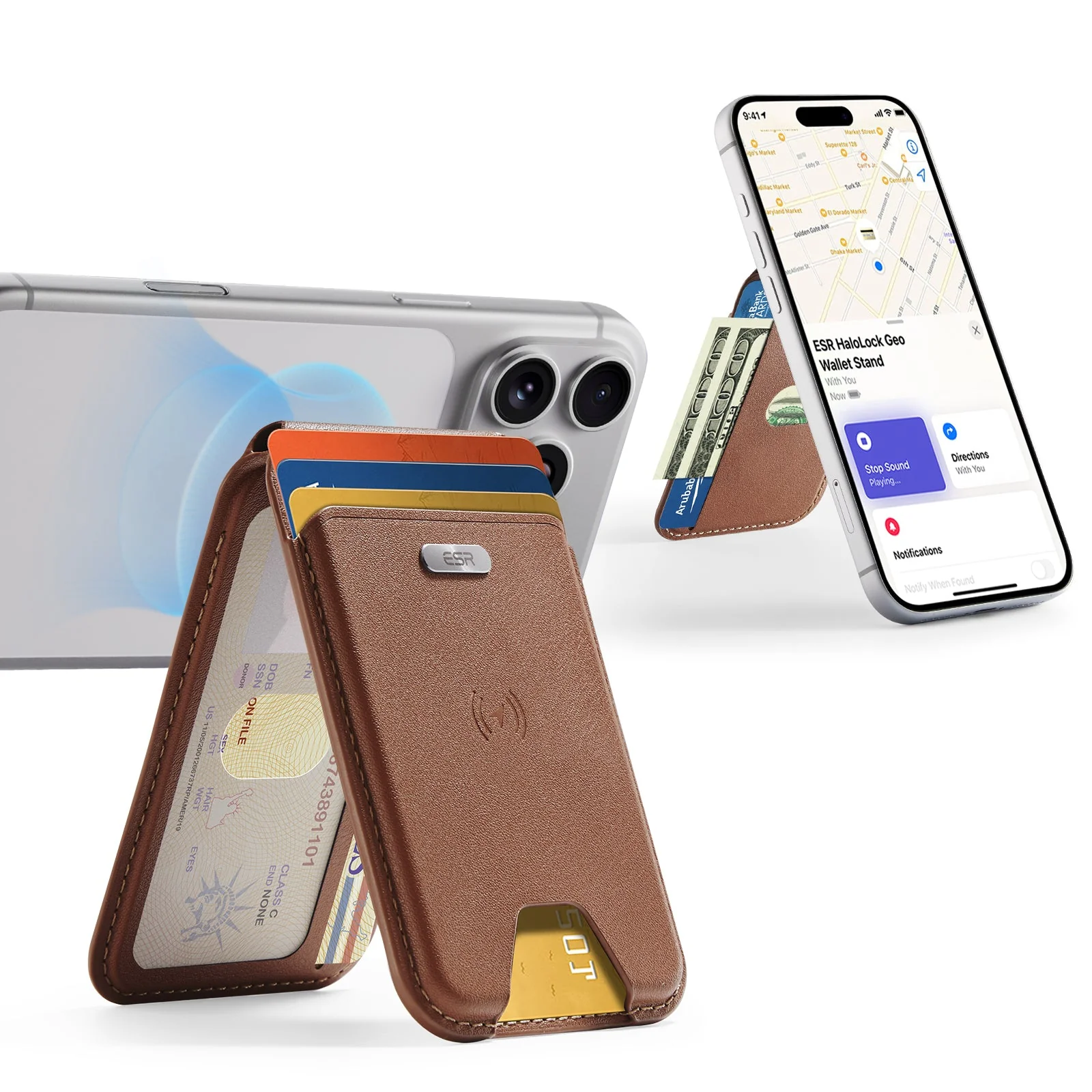 Geo Magnetic Wallet Stand - Brown - Image 2