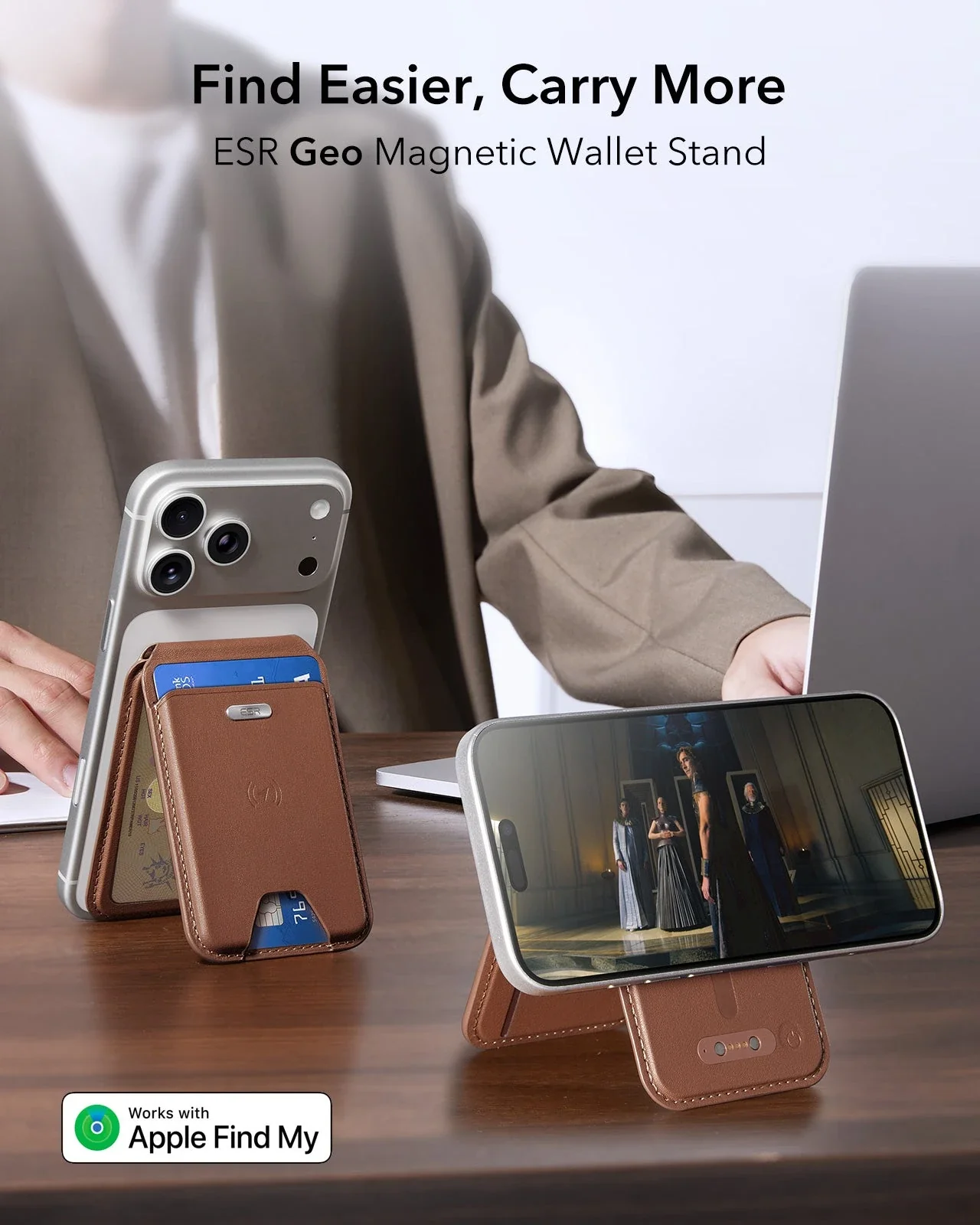 Geo Magnetic Wallet Stand - Brown - Image 3