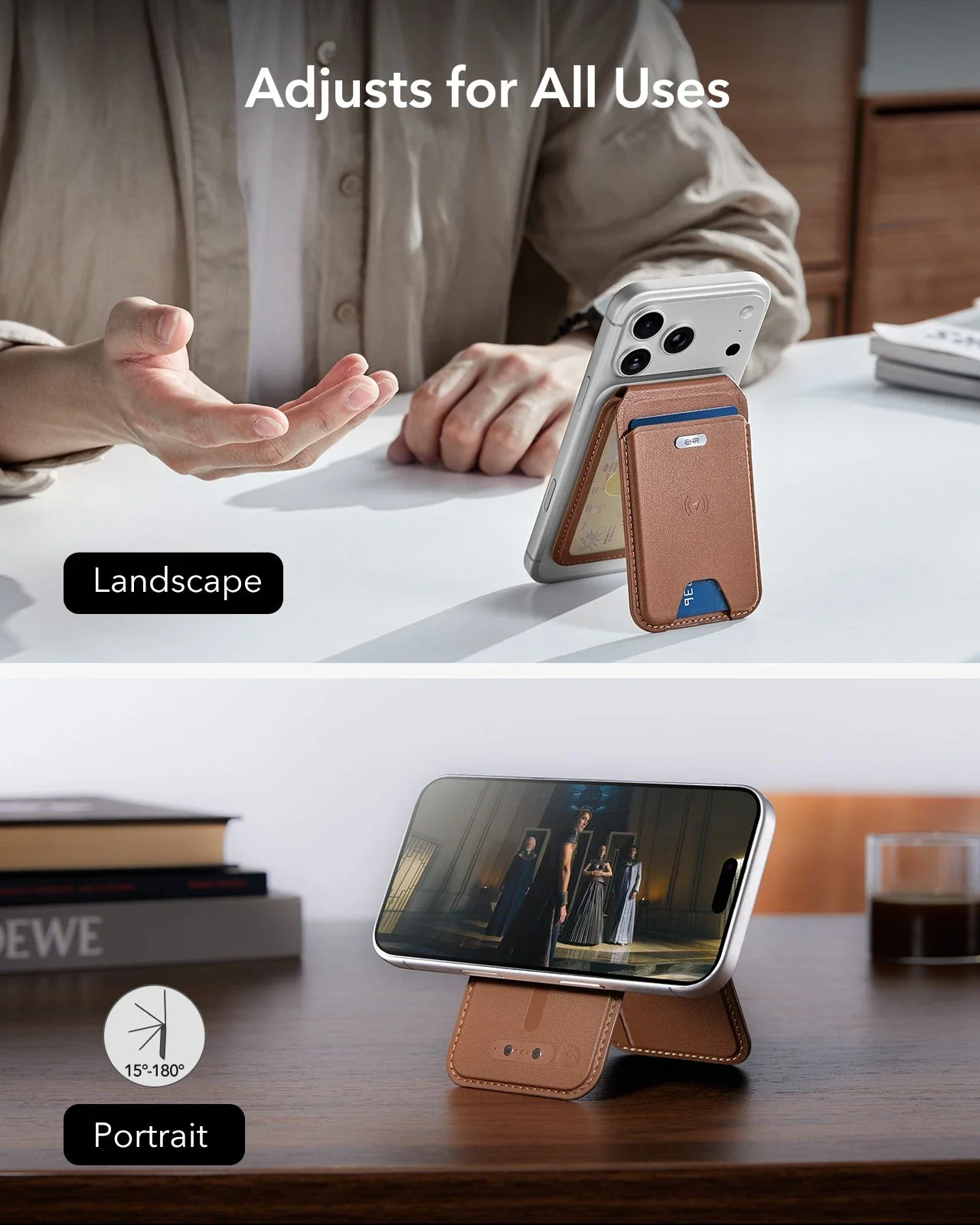 Geo Magnetic Wallet Stand - Brown - Image 8