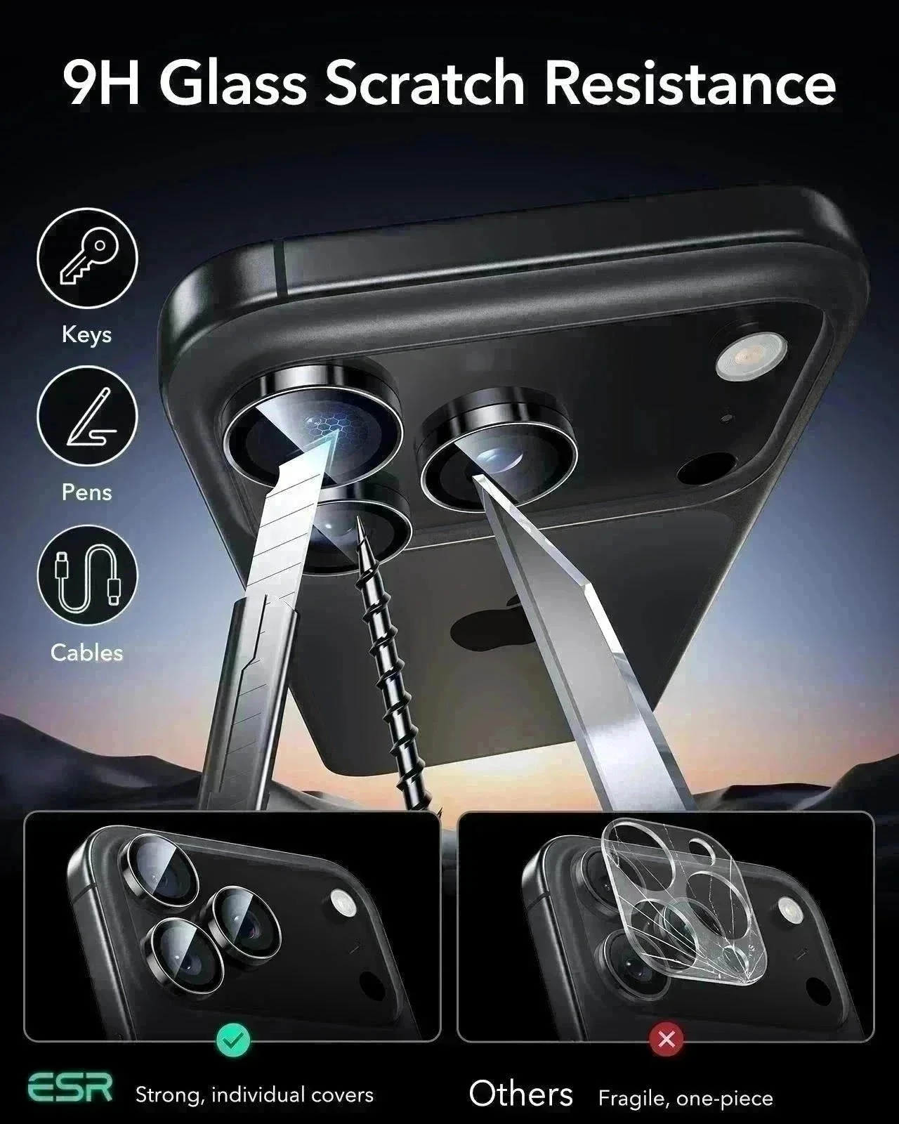 iPhone 17 Pro Max/17 Pro Armorite®️ Camera Lens Protector - Black - Image 6