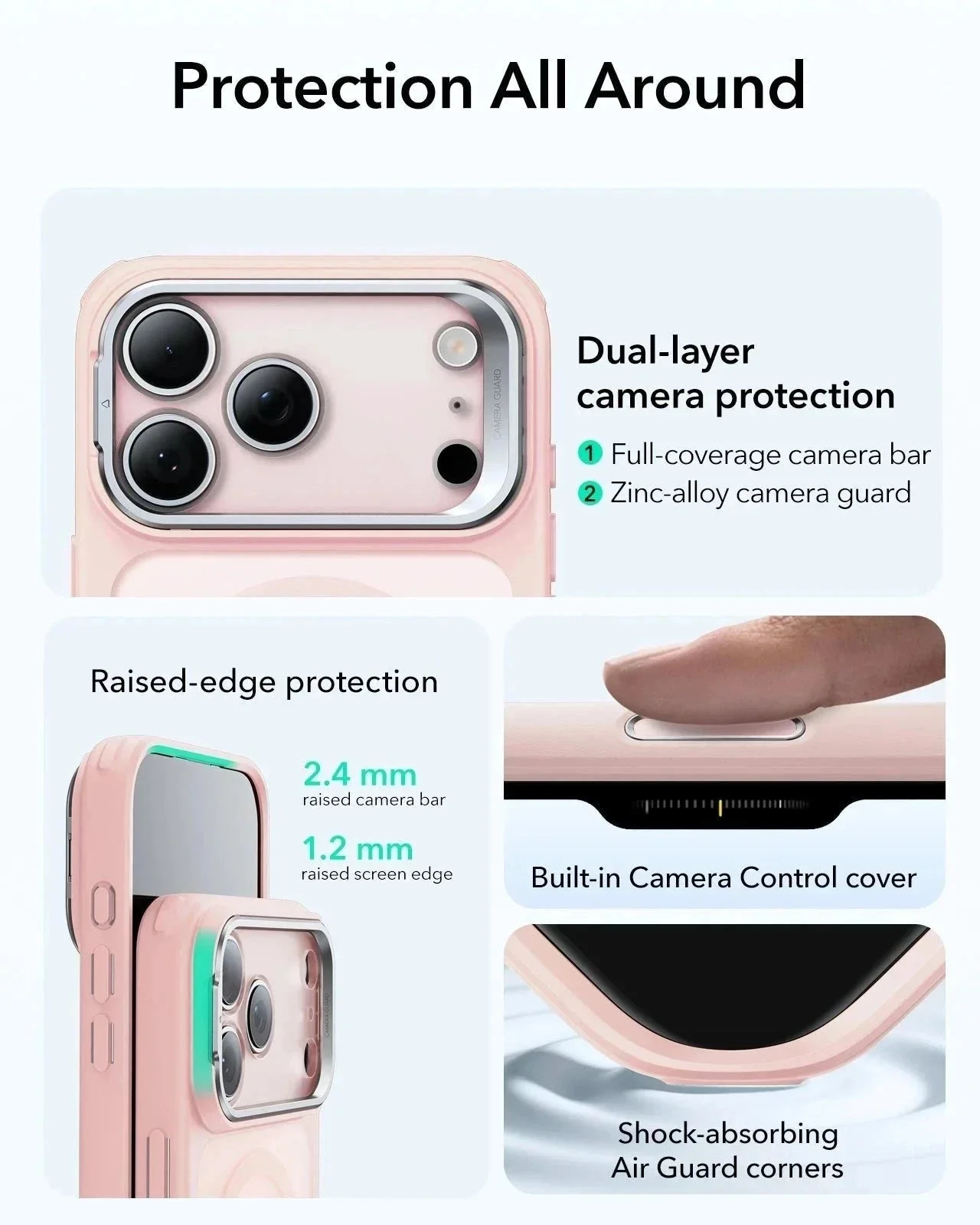 iPhone 17 Pro Max Bundle Classic Hybrid Magnetic Case (Camera Control, Stash Stand) and Armorite Screen Protector - Frosted Bubblegum Pink - Image 3