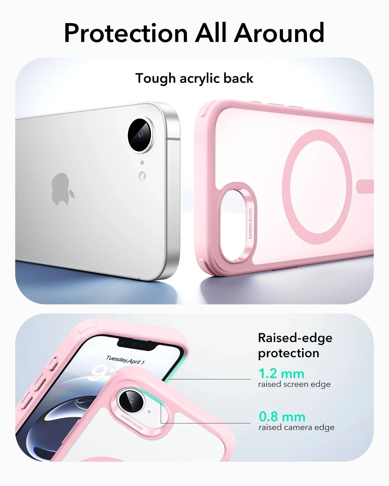 iPhone 17e Bundle Classic Hybrid Magnetic Case & Armorite® Privacy Screen Protector - Frosted Bubblegum Pink - Image 3