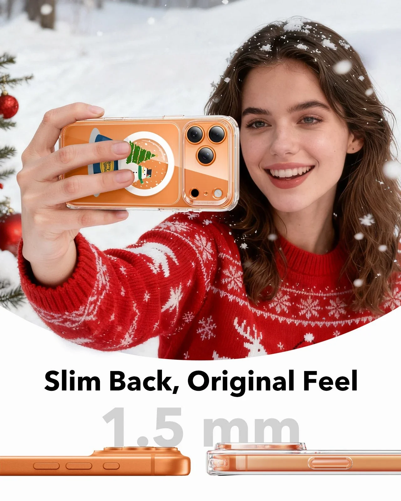 iPhone 17 Pro Classic Hybrid Magnetic Case (Camera Control) - Christmas Globe - Image 4