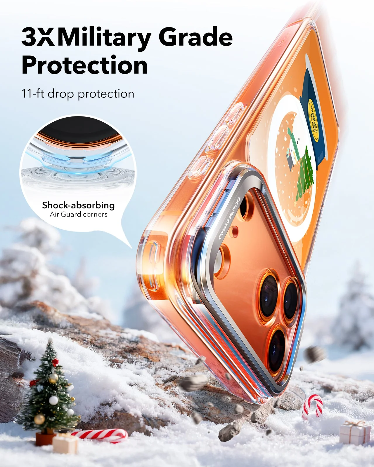 iPhone 17 Pro Max Classic Hybrid Magnetic Case (Camera Control, Stash Stand) - Christmas Globe - Image 6