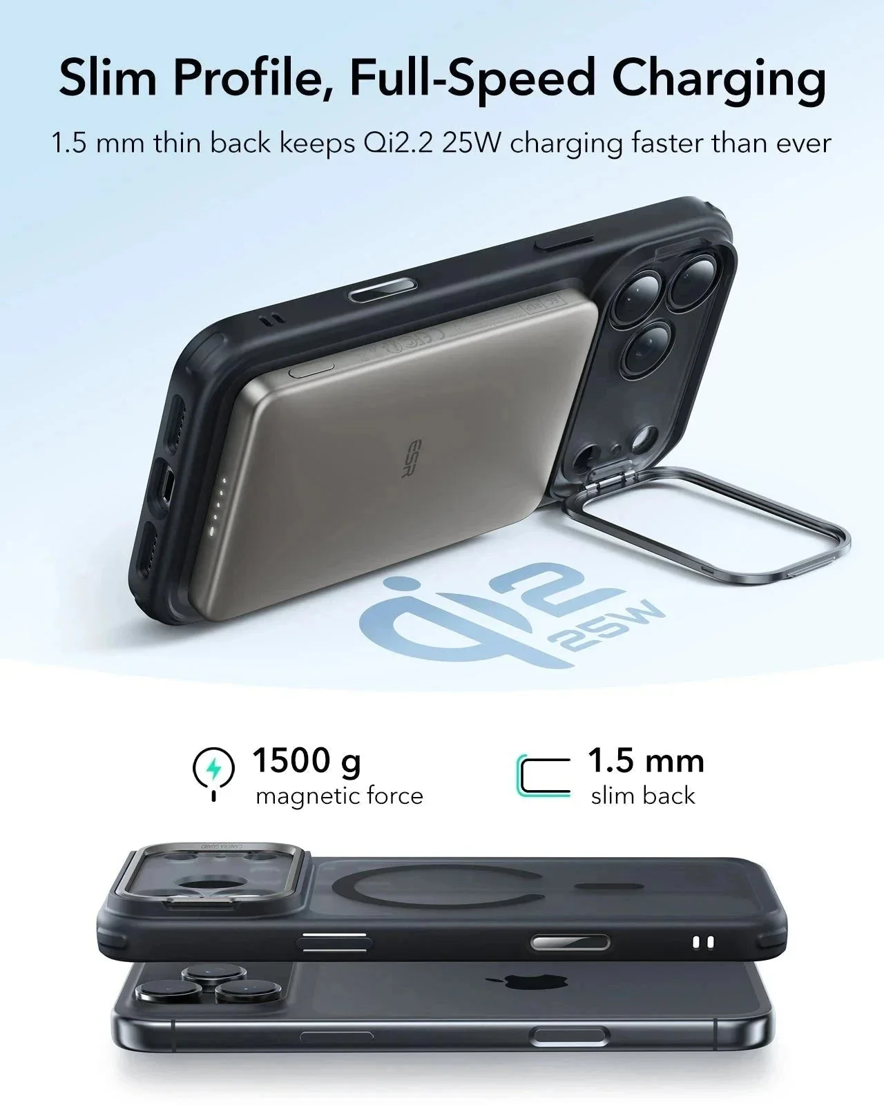 iPhone 17 Pro Bundle Classic Hybrid Magnetic Case (Camera Control, Stash Stand) and Armorite Screen Protector - Frosted Black - Image 6