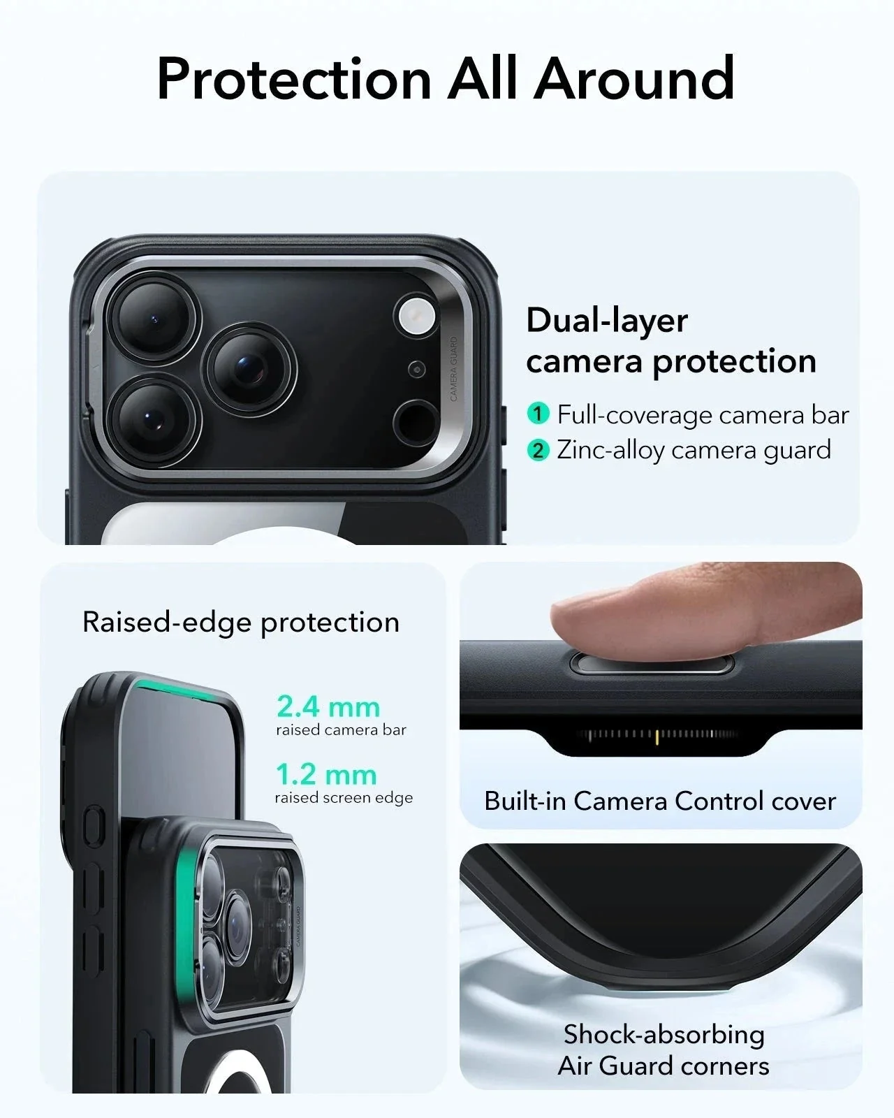 iPhone 17 Pro Classic Hybrid Magnetic Case (Camera Control, Stash Stand) - Clear Black - Image 4