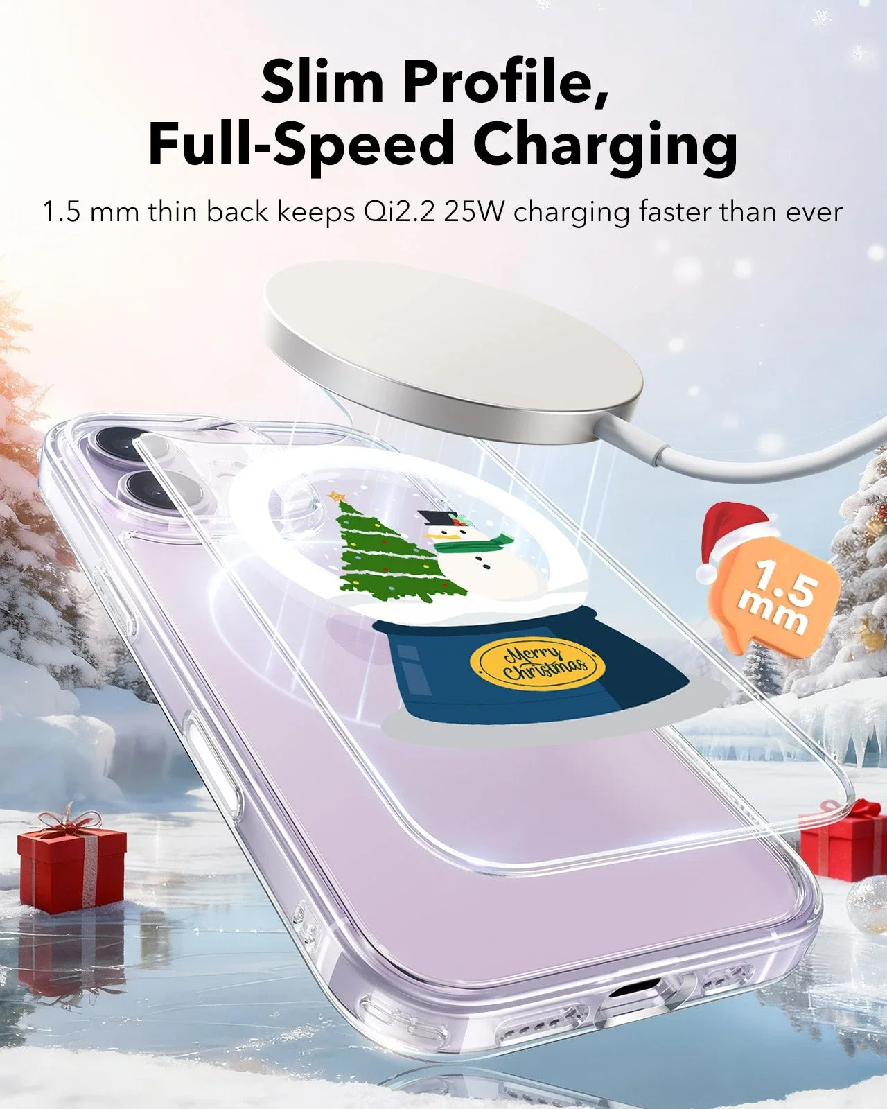 iPhone 17 Classic Hybrid Magnetic Case (Camera Control) - Christmas Globe - Image 5