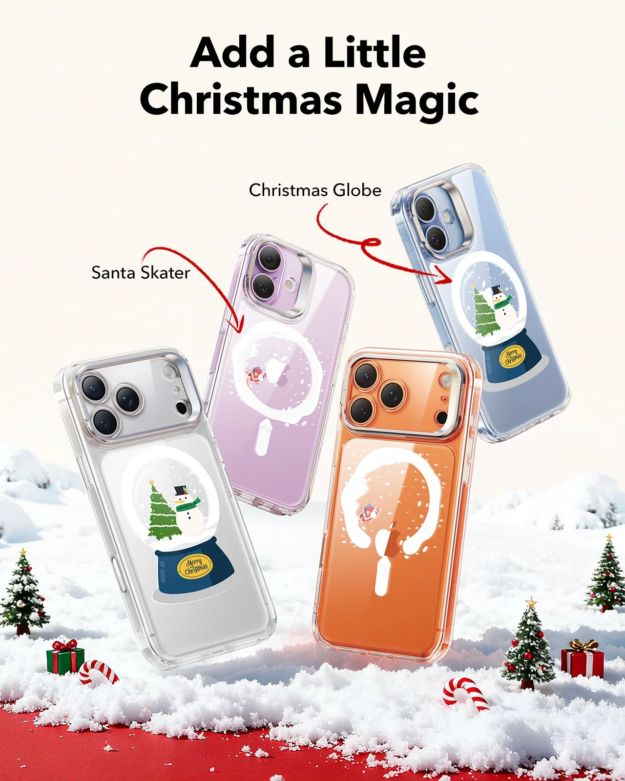 iPhone 17 Pro Classic Hybrid Magnetic Case (Camera Control, Stash Stand) - Santa Skater - Image 3