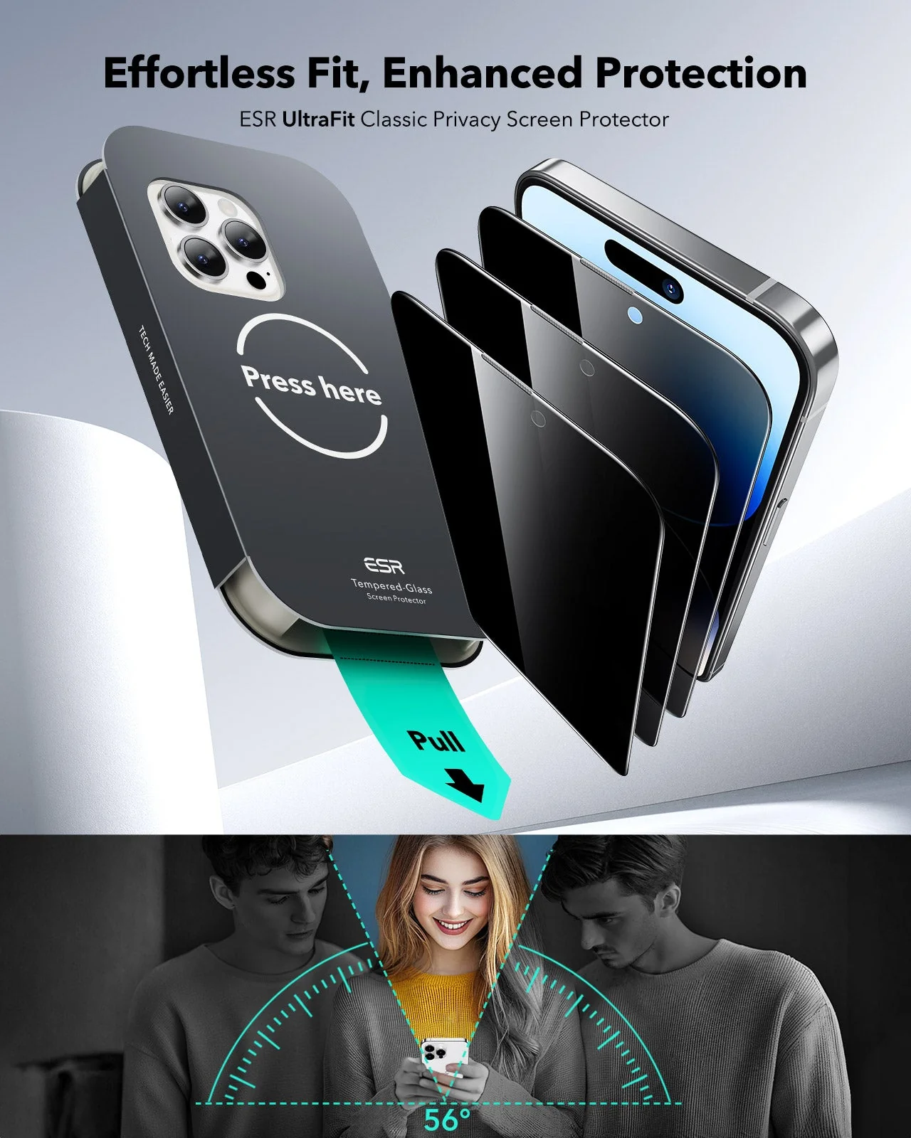 iPhone 14 Pro Max UltraFit Classic Privacy Screen Protector - 3 Pack - Image 2
