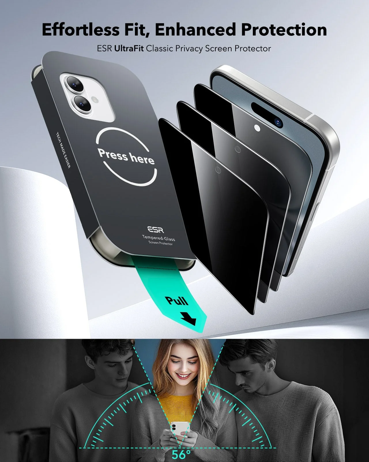 iPhone 16 Plus/15 Plus UltraFit Classic Privacy Screen Protector - 3 Pack - Image 2