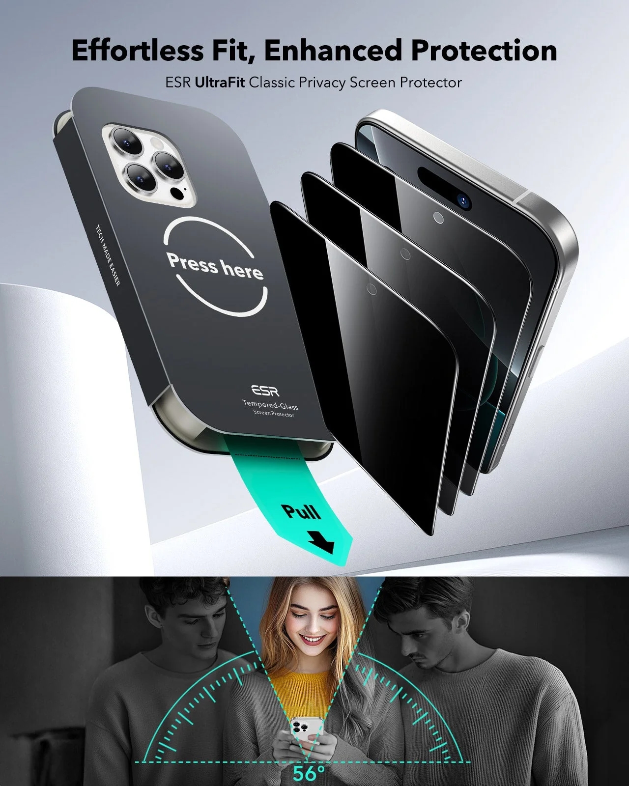 iPhone 16 Pro Max UltraFit Classic Privacy Screen Protector - 3 Pack - Image 2