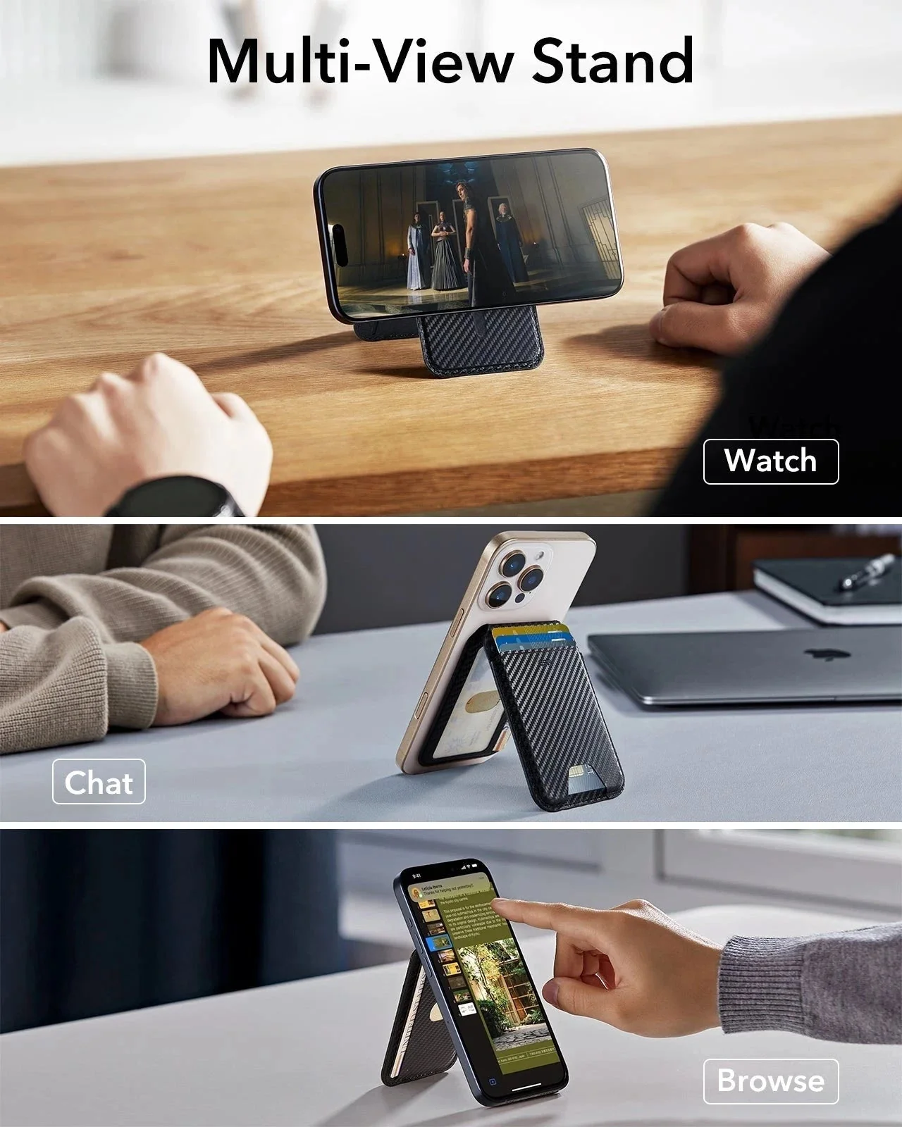 Classic Magnetic Wallet Stand for 5 cards - Midnight Black - Image 4