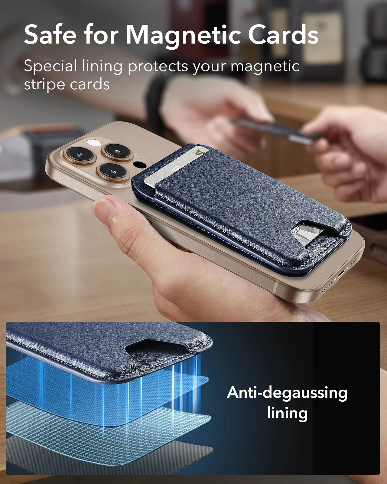 Classic Magnetic Wallet Stand for 5 cards - Midnight Black - Image 6