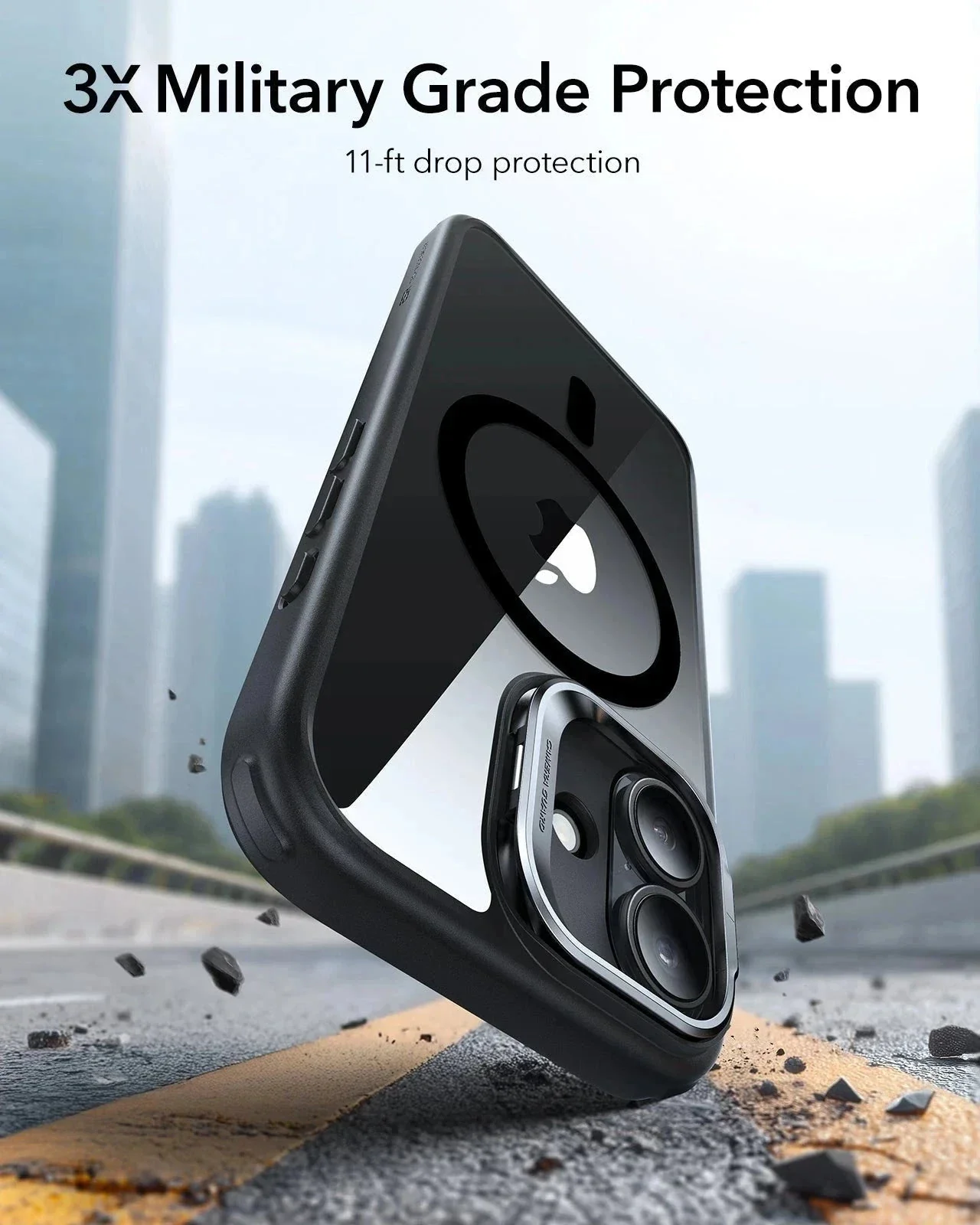 iPhone 17 Bundle Classic Hybrid Magnetic Case (Camera Control, Stash Stand) and Armorite Privacy Screen Protector - Clear Black - Image 3