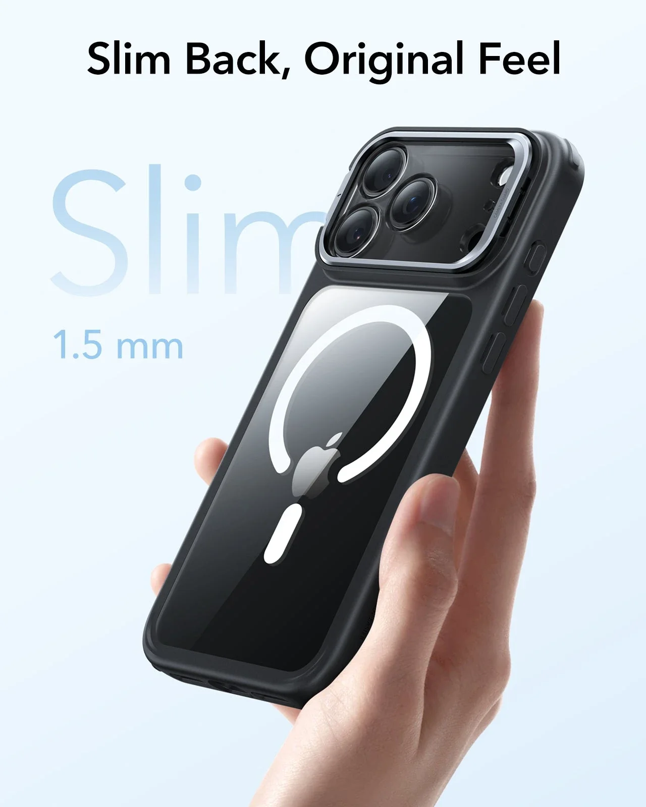 iPhone 17 Pro Max Classic Hybrid Magnetic Case (Camera Control, Stash Stand) - Clear Black - Image 7