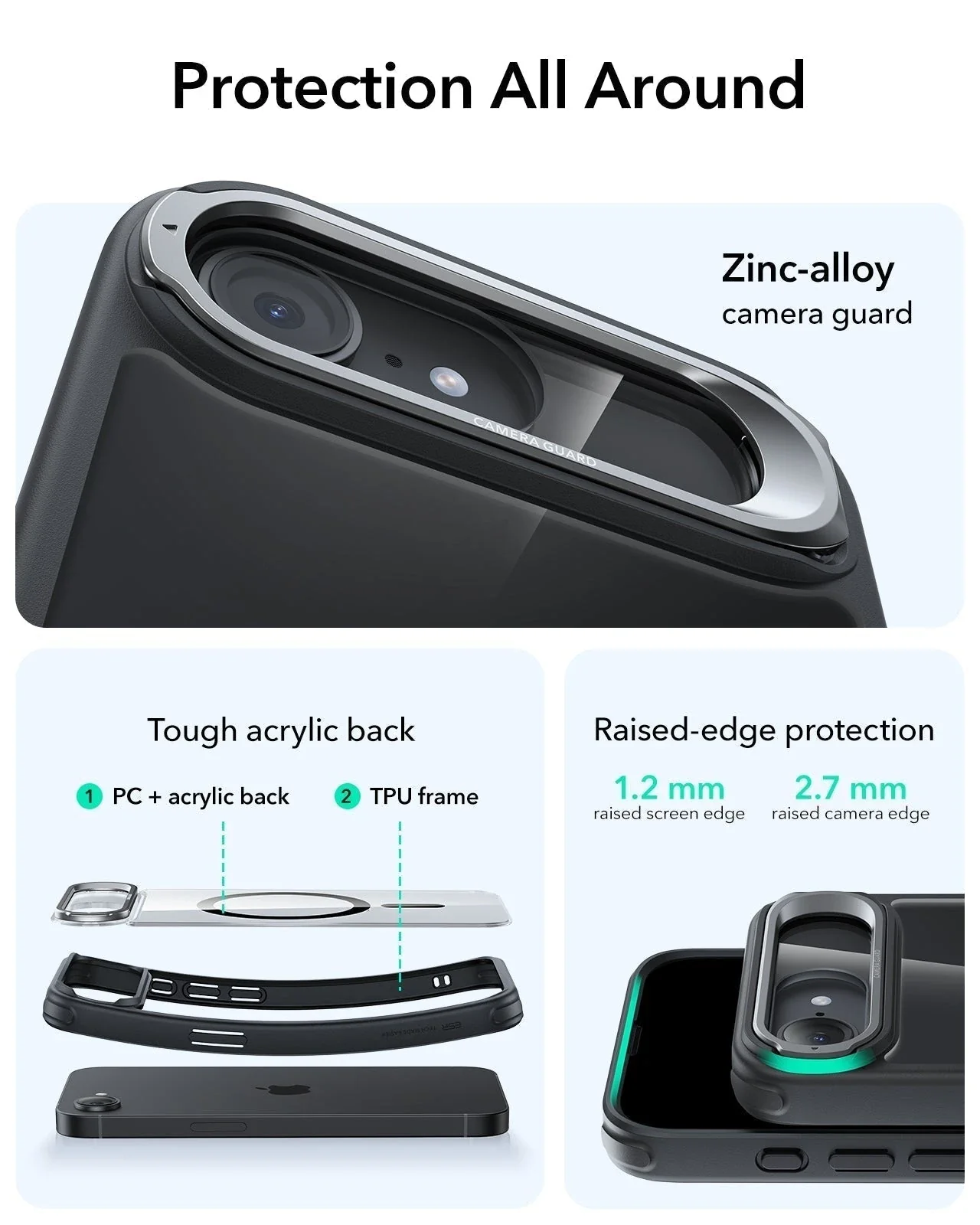 iPhone 17e Classic Hybrid Magnetic Case (Stash Stand) - Clear Black - Image 3